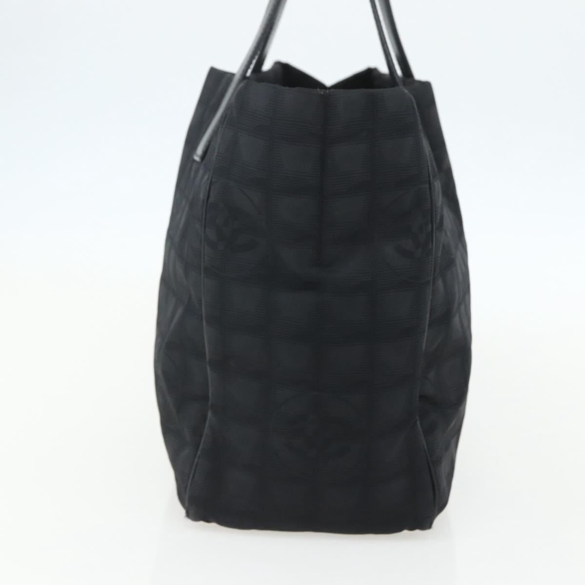 CHANEL New Travel Line Tote Bag Nylon Black gold CC Auth ka411