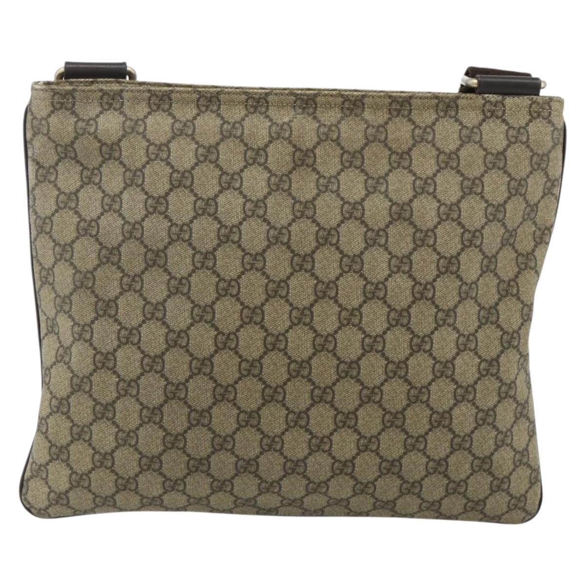 GUCCI GG Supreme Shoulder Bag PVC Beige Gold 201446 Auth ka4112