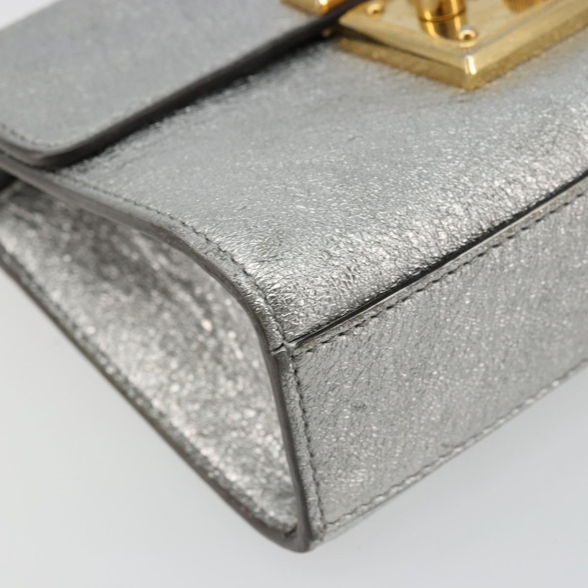 GUCCI Chain Shoulder Bag Leather Gold Silver 409487 Auth ka4117