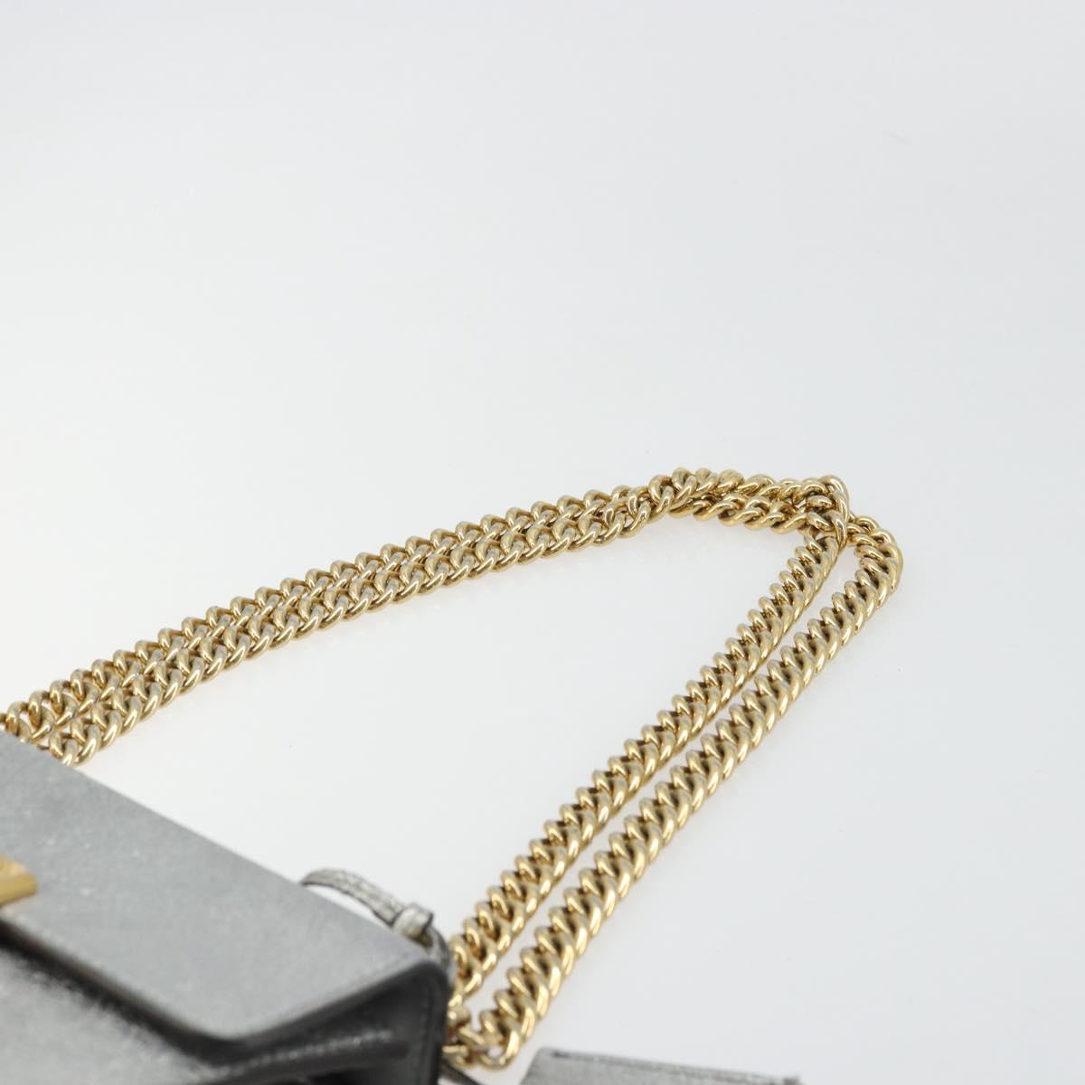 GUCCI Chain Shoulder Bag Leather Gold Silver 409487 Auth ka4117