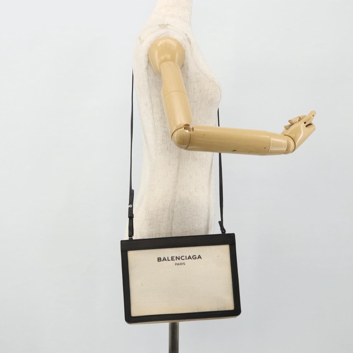 BALENCIAGA Shoulder Bag Canvas Black White 339937 Auth ka4118