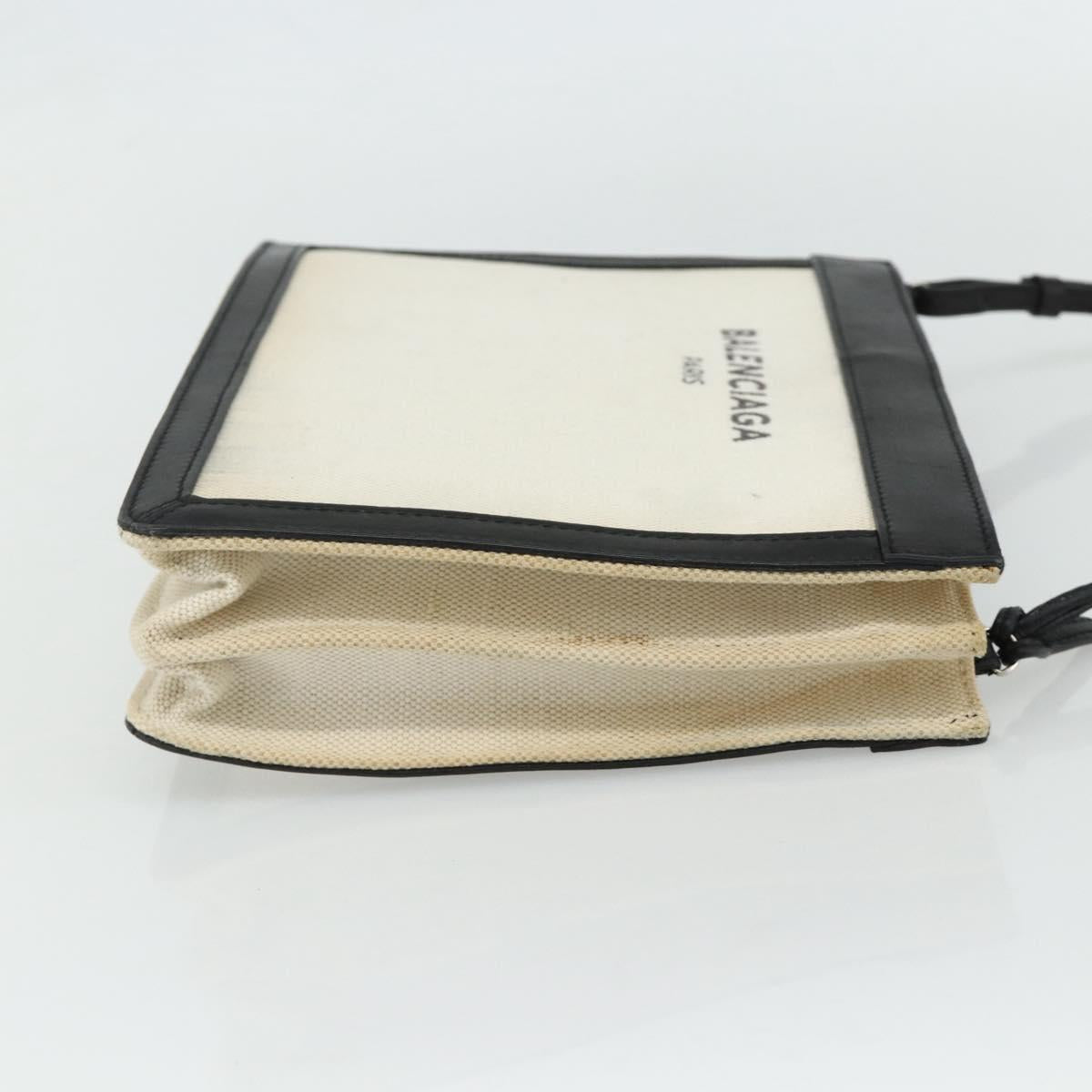BALENCIAGA Shoulder Bag Canvas Black White 339937 Auth ka4118