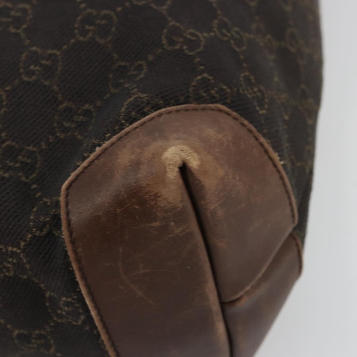GUCCI GG Canvas Tote Bag Brown Silver 28892 Auth ka4120