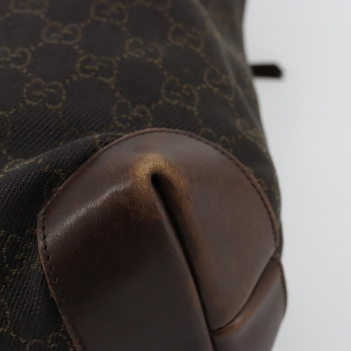 GUCCI GG Canvas Tote Bag Brown Silver 28892 Auth ka4120