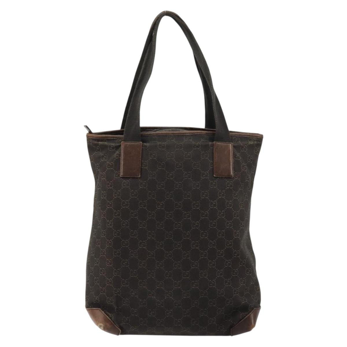 GUCCI GG Canvas Tote Bag Brown Silver 28892 Auth ka4120