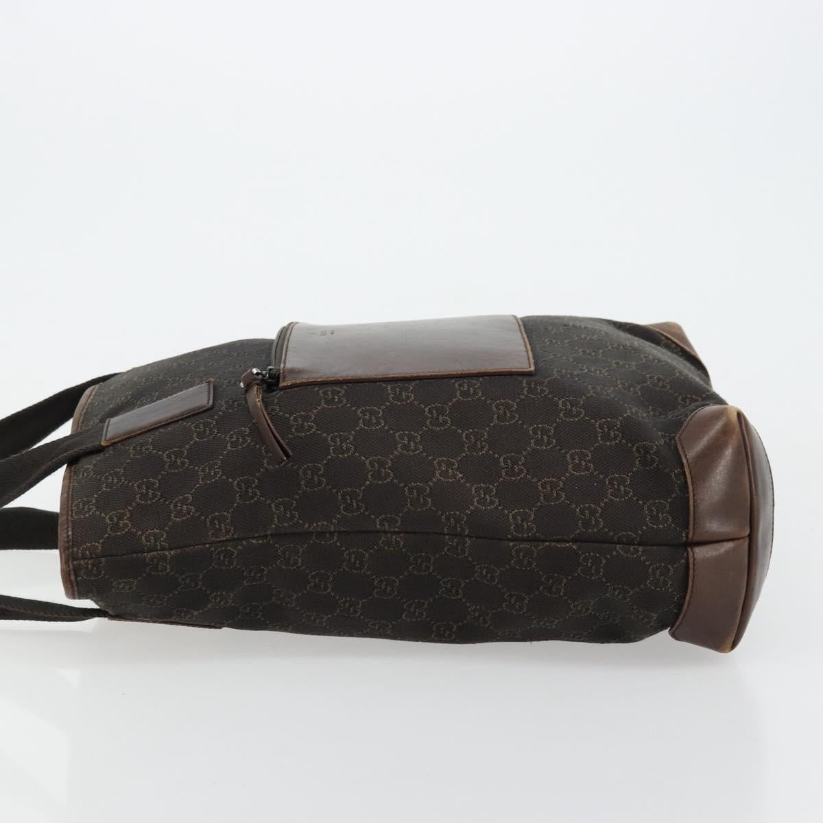 GUCCI GG Canvas Tote Bag Brown Silver 28892 Auth ka4120