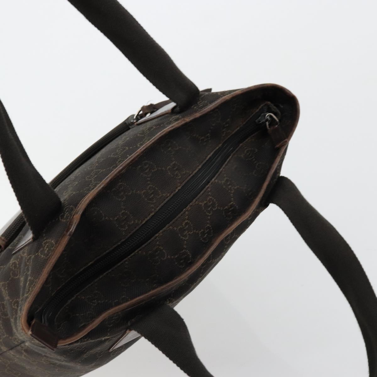 GUCCI GG Canvas Tote Bag Brown Silver 28892 Auth ka4120