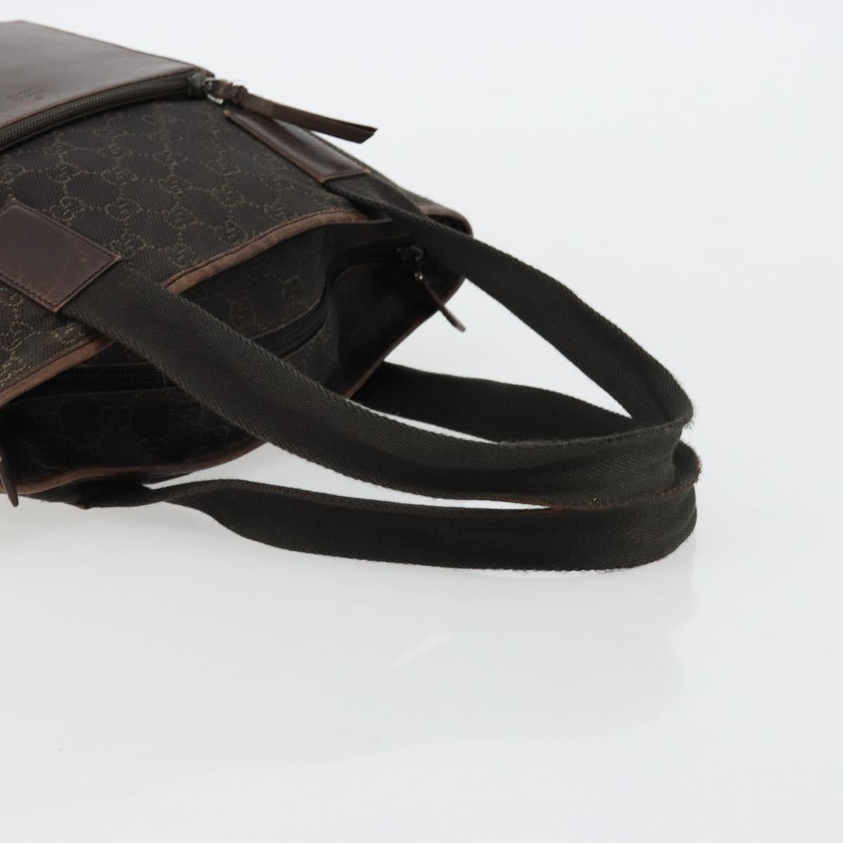 GUCCI GG Canvas Tote Bag Brown Silver 28892 Auth ka4120