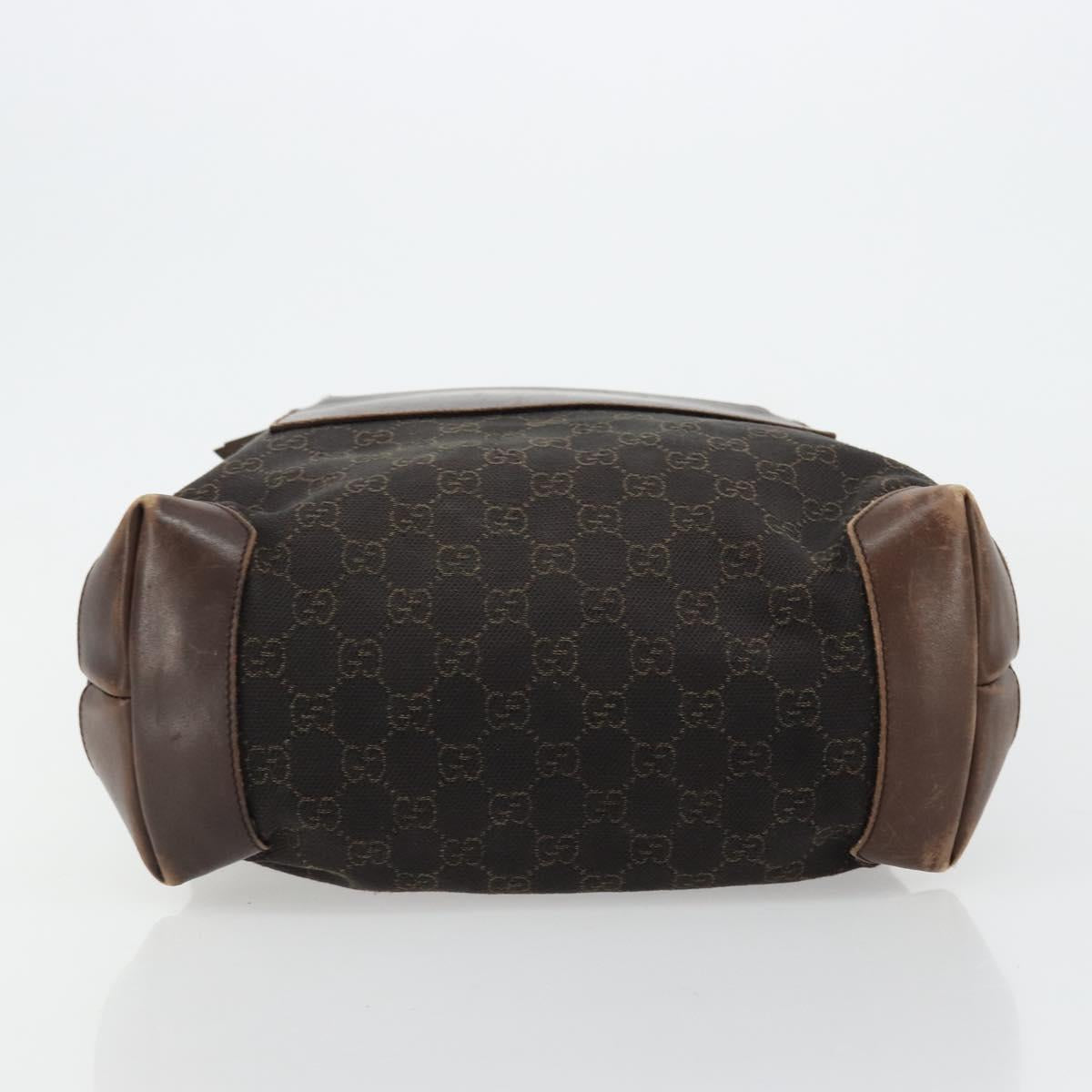 GUCCI GG Canvas Tote Bag Brown Silver 28892 Auth ka4120