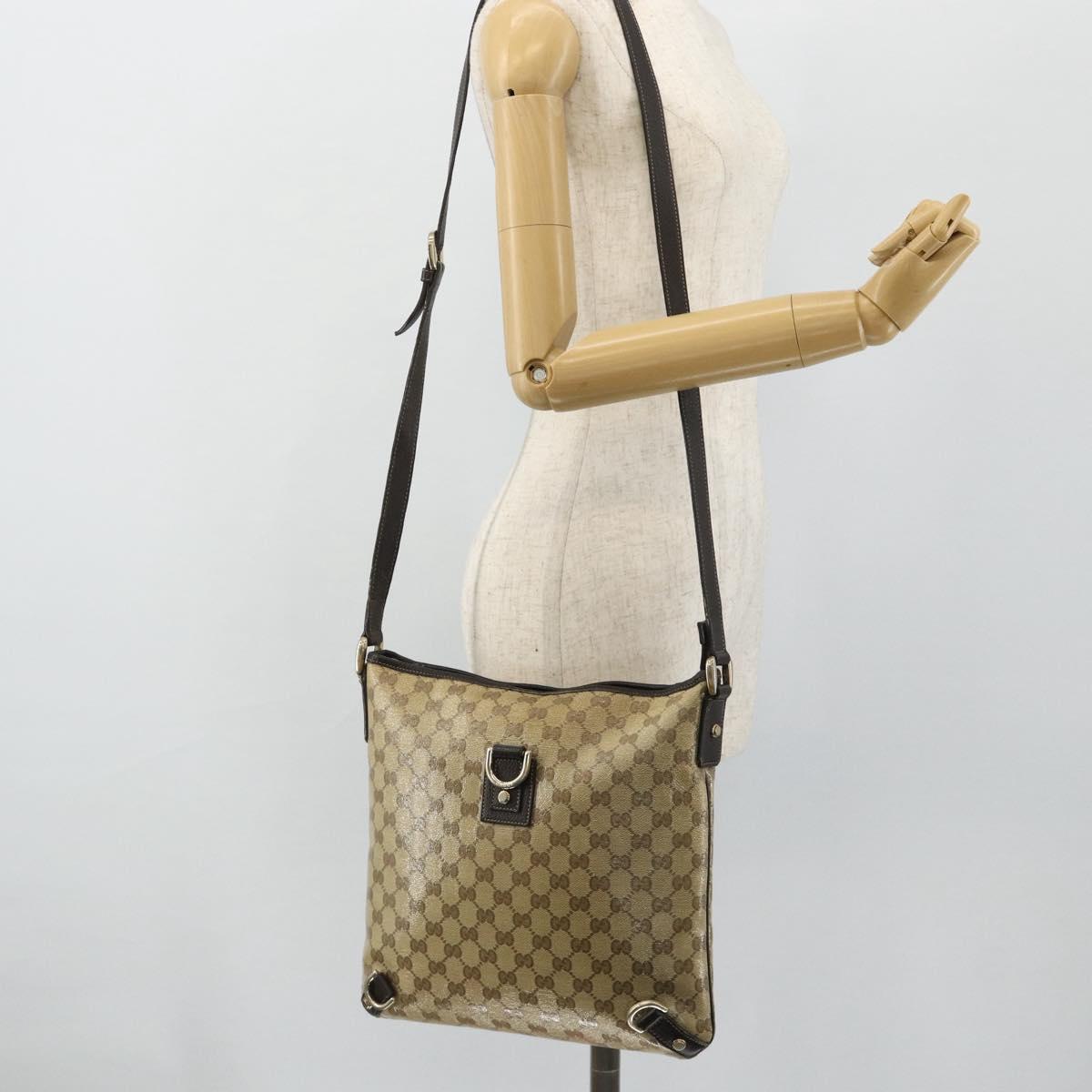 GUCCI GG Crystal Abbey Bag Coated Canvas Outlet Gold Brown 268642 Auth ka4121