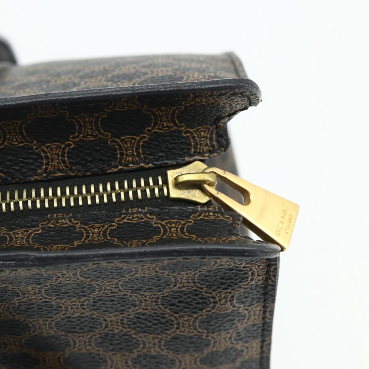 CELINE Macadam Canvas Tote Bag PVC Leather Black Gold Auth ka4128A