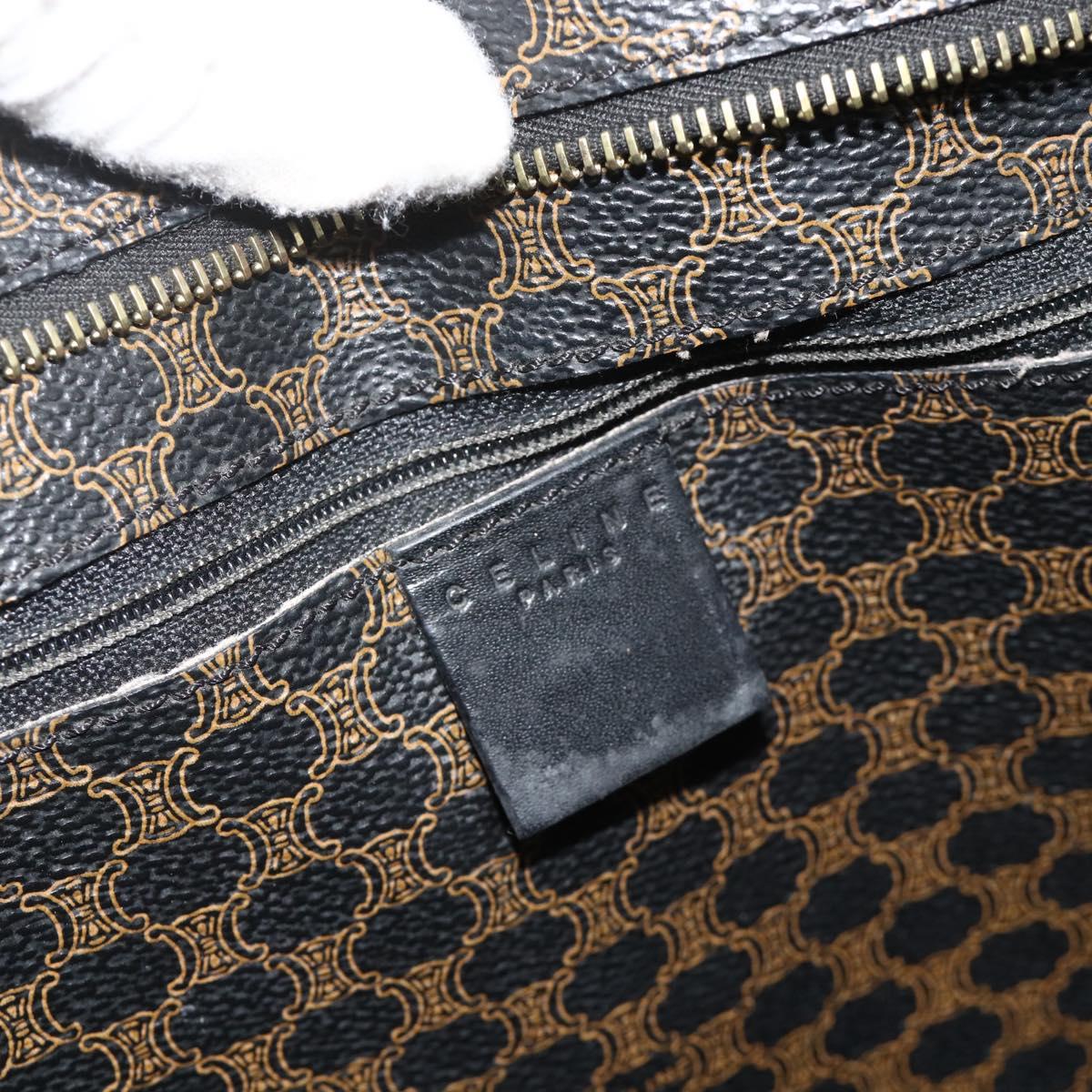 CELINE Macadam Canvas Tote Bag PVC Leather Black Gold Auth ka4128A