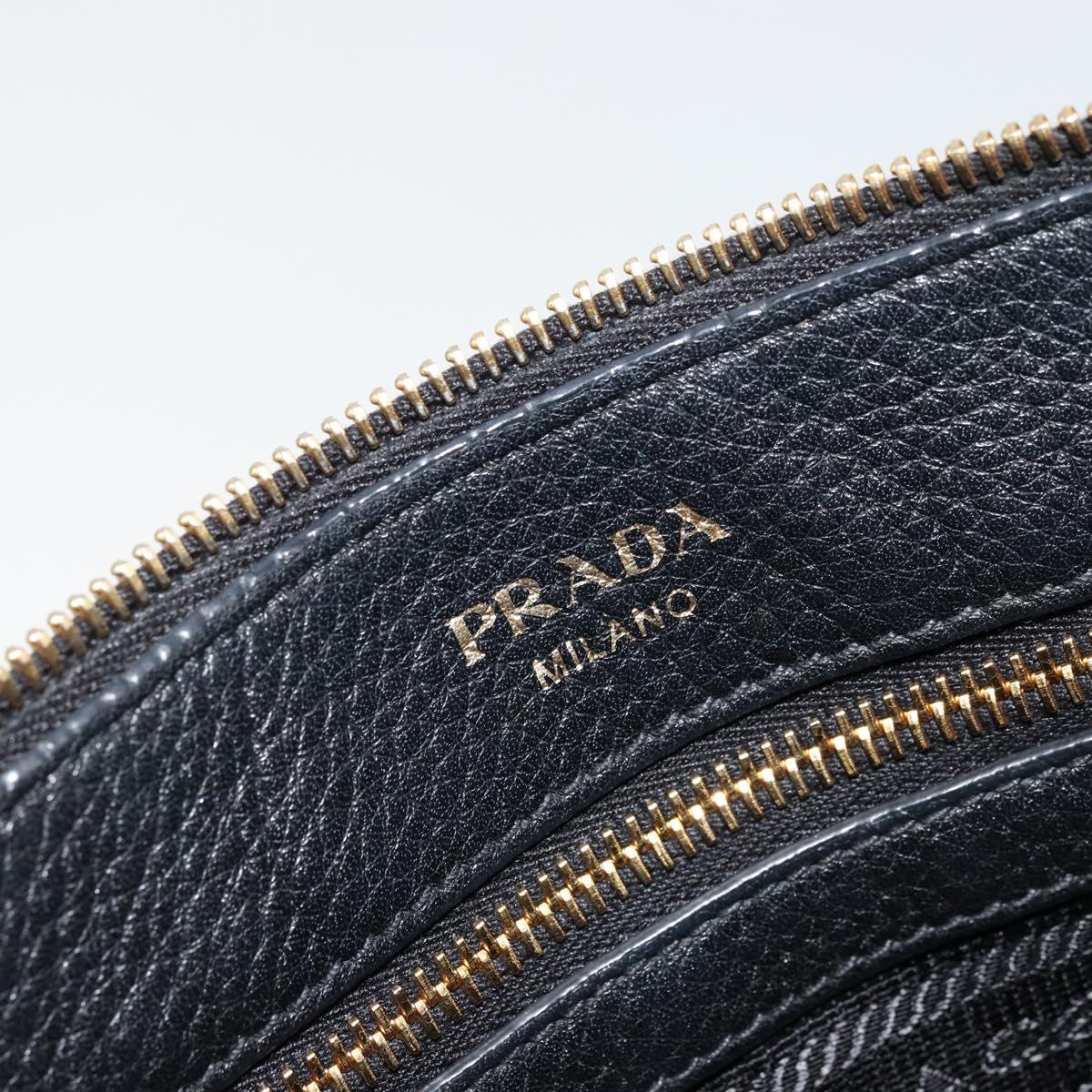PRADA Vitterodino Shoulder Bag Leather Black Gold Auth ka4130