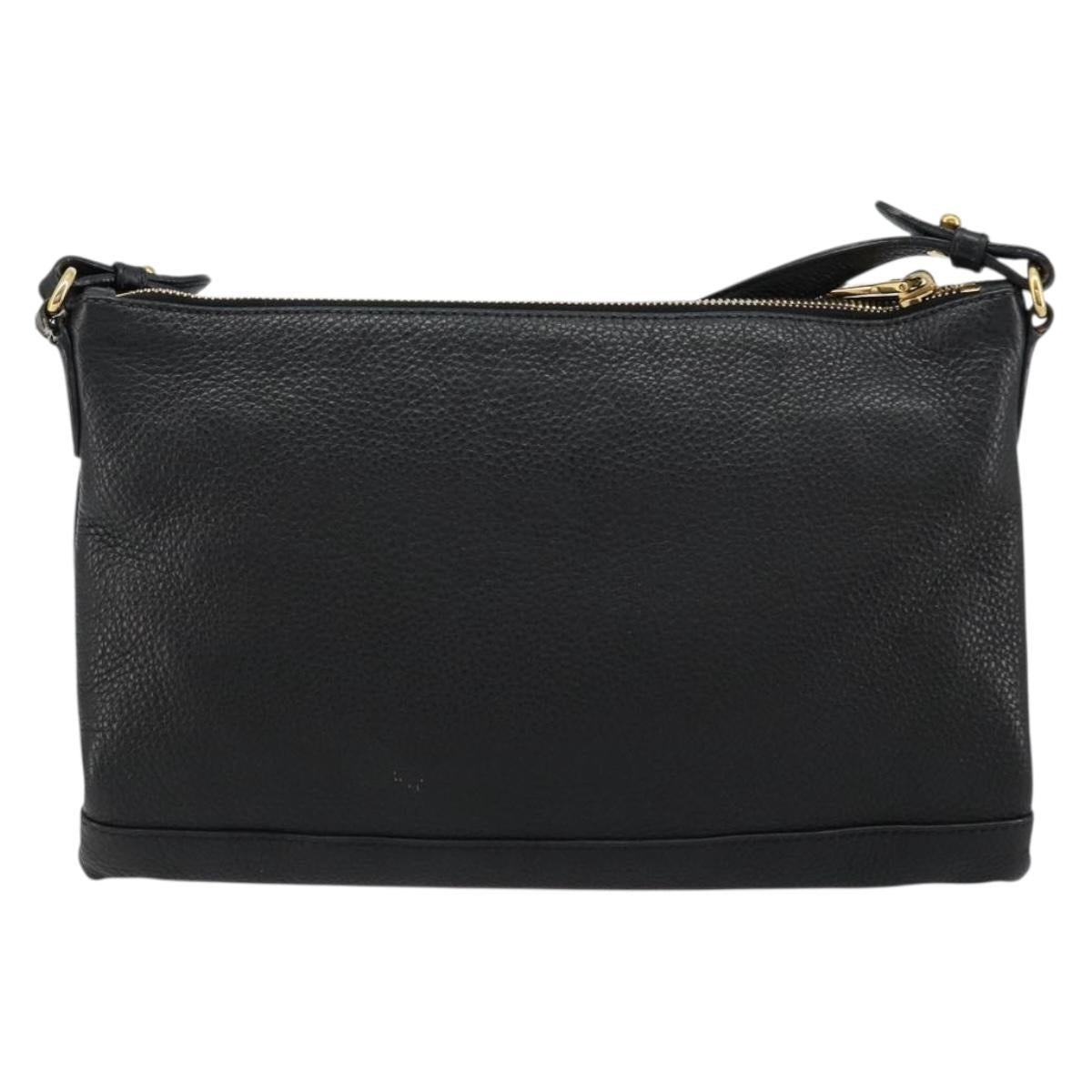 PRADA Vitterodino Shoulder Bag Leather Black Gold Auth ka4130