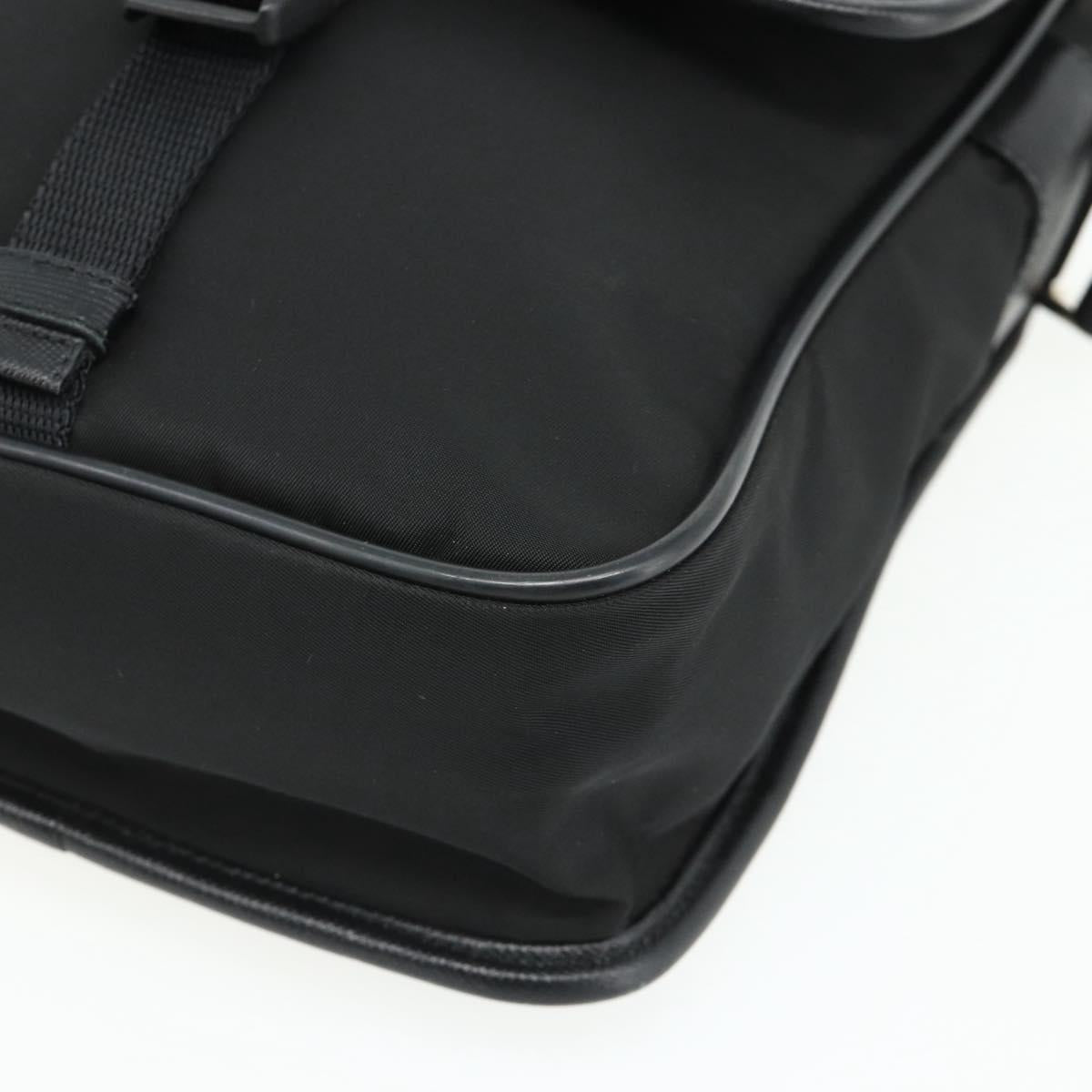 PRADA Shoulder Bag Nylon Leather Black Silver Auth ka4132A