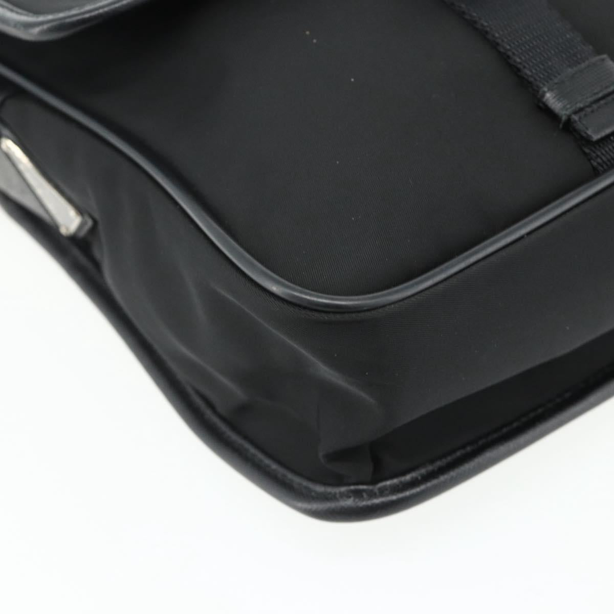 PRADA Shoulder Bag Nylon Leather Black Silver Auth ka4132A