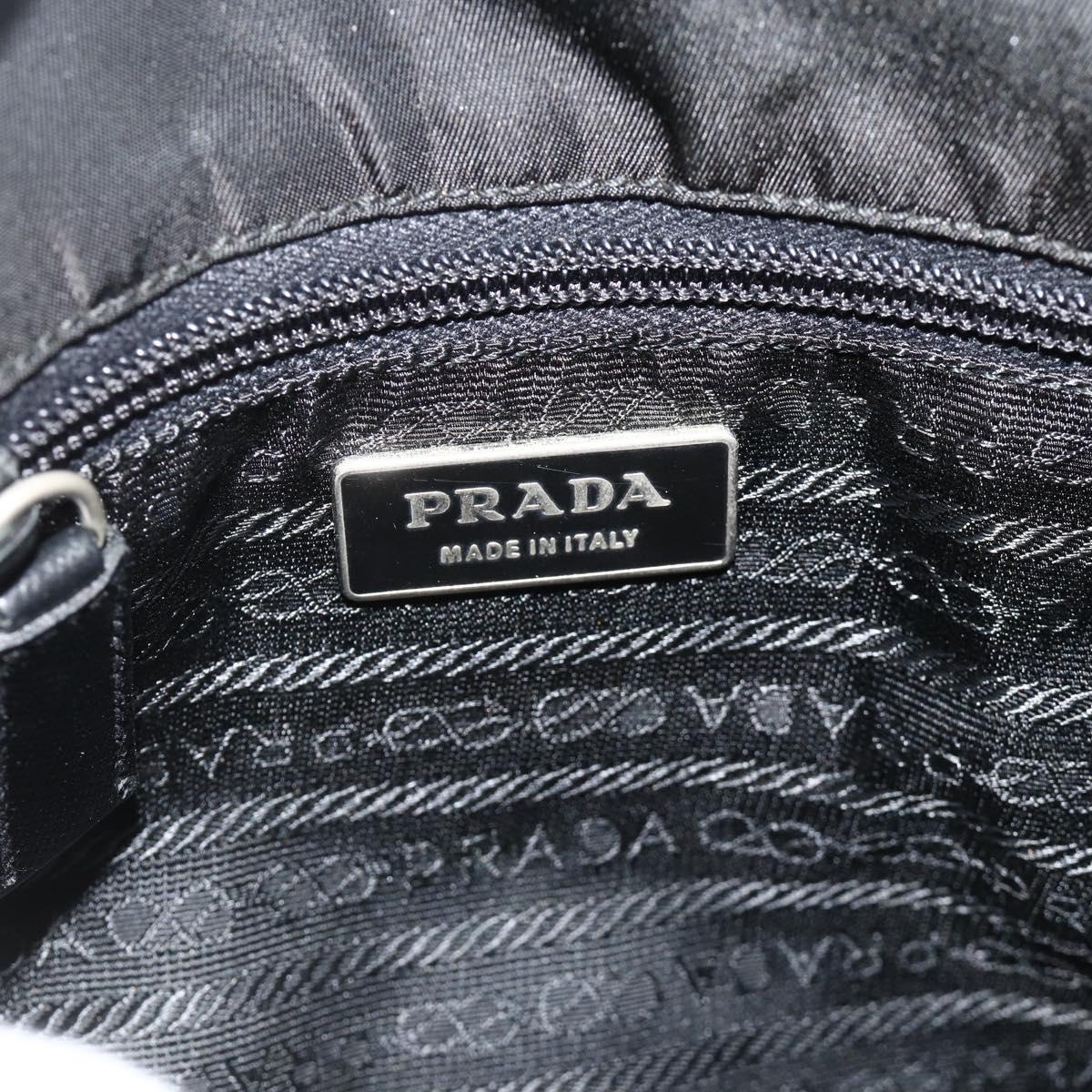 PRADA Shoulder Bag Nylon Leather Black Silver Auth ka4132A