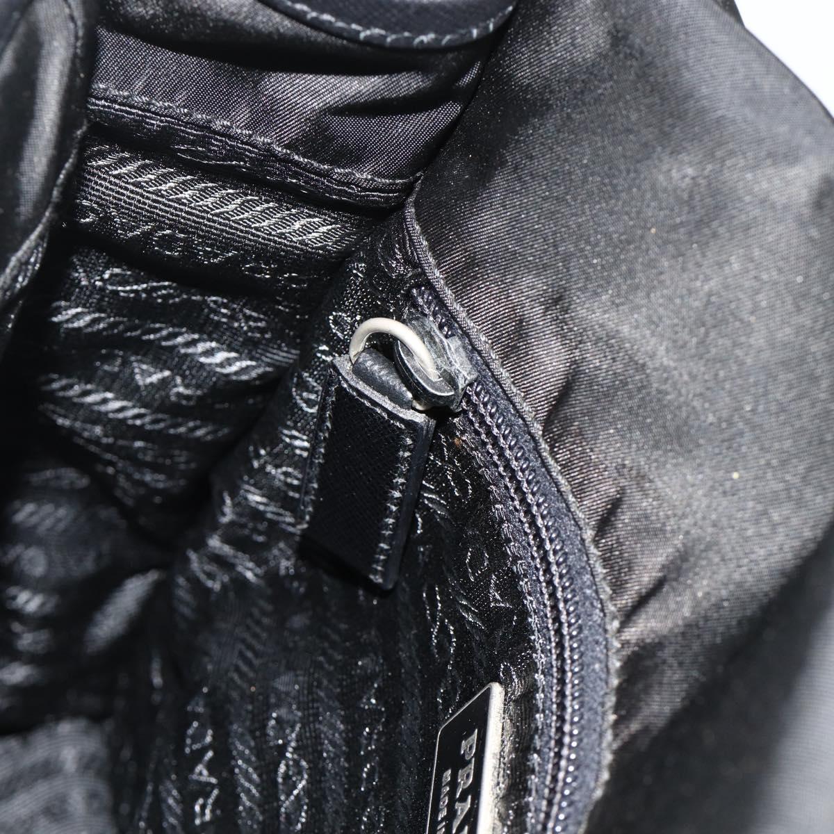PRADA Shoulder Bag Nylon Leather Black Silver Auth ka4132A