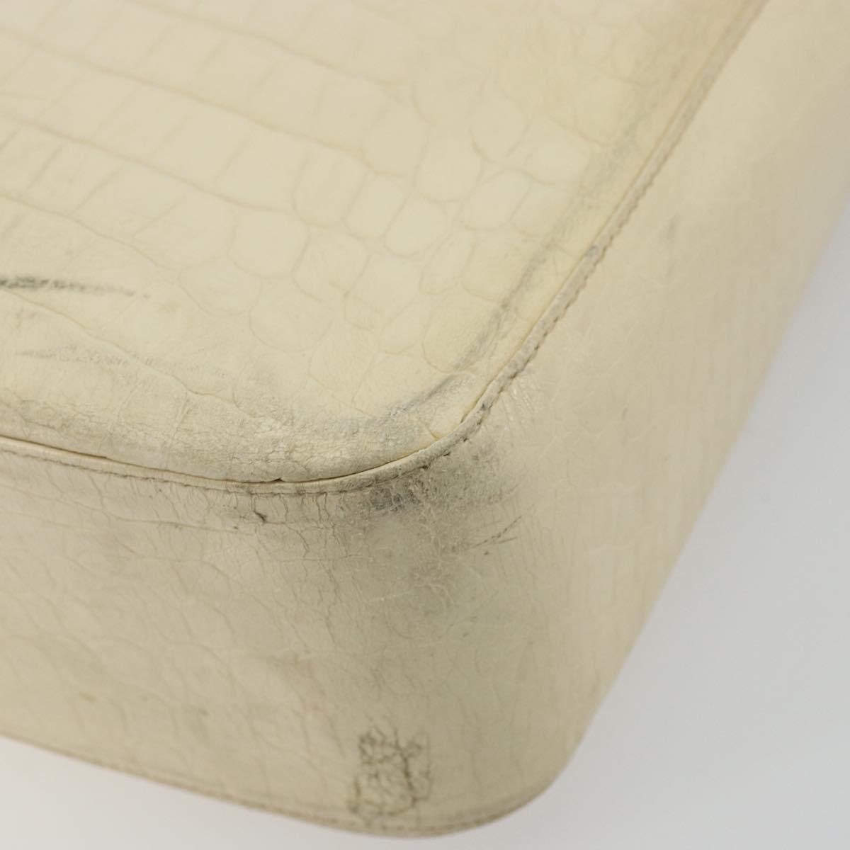 Salvatore Ferragamo Gancini Shoulder Bag Leather Beige Gold Auth ka4133