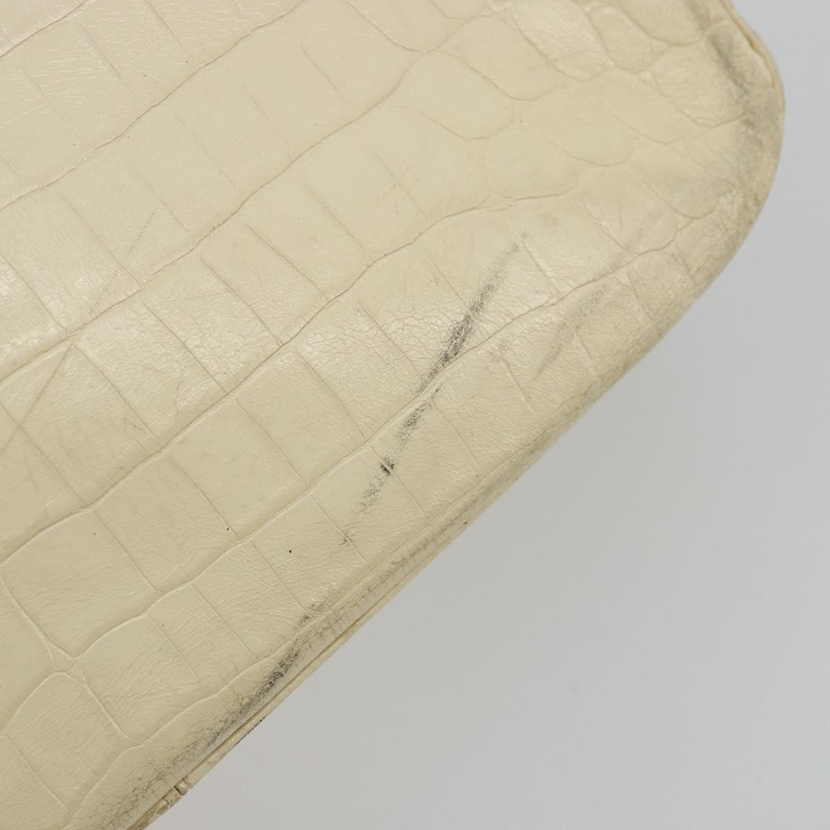 Salvatore Ferragamo Gancini Shoulder Bag Leather Beige Gold Auth ka4133