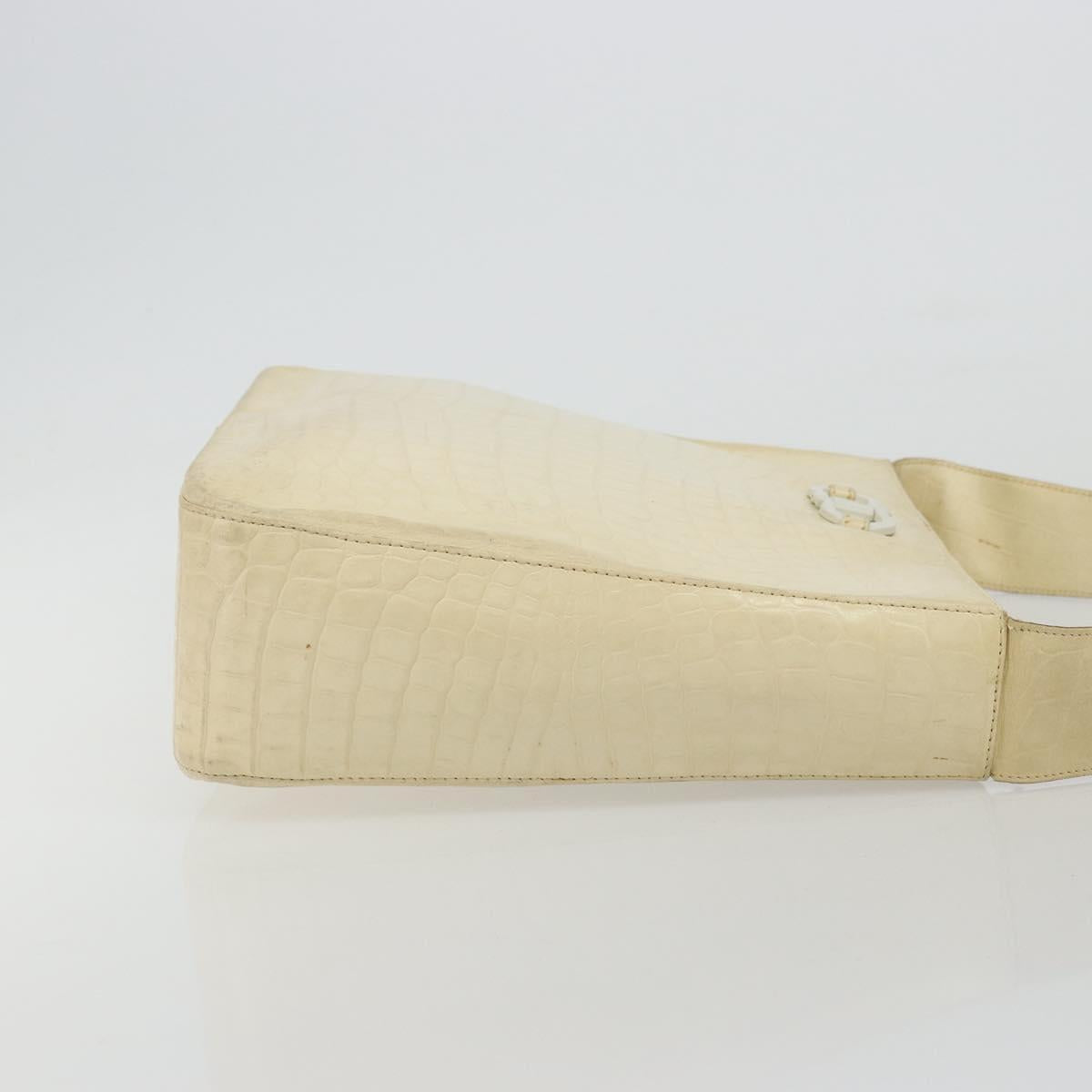 Salvatore Ferragamo Gancini Shoulder Bag Leather Beige Gold Auth ka4133