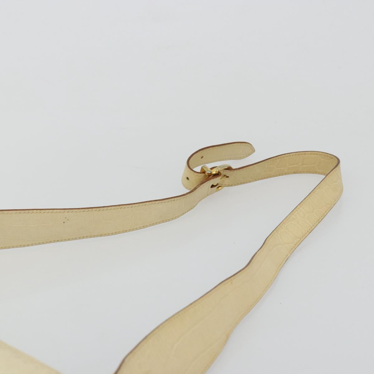 Salvatore Ferragamo Gancini Shoulder Bag Leather Beige Gold Auth ka4133