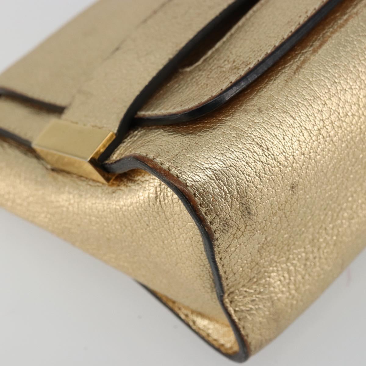 Chloe Chain Shoulder Bag Leather Gold Auth ka4137A