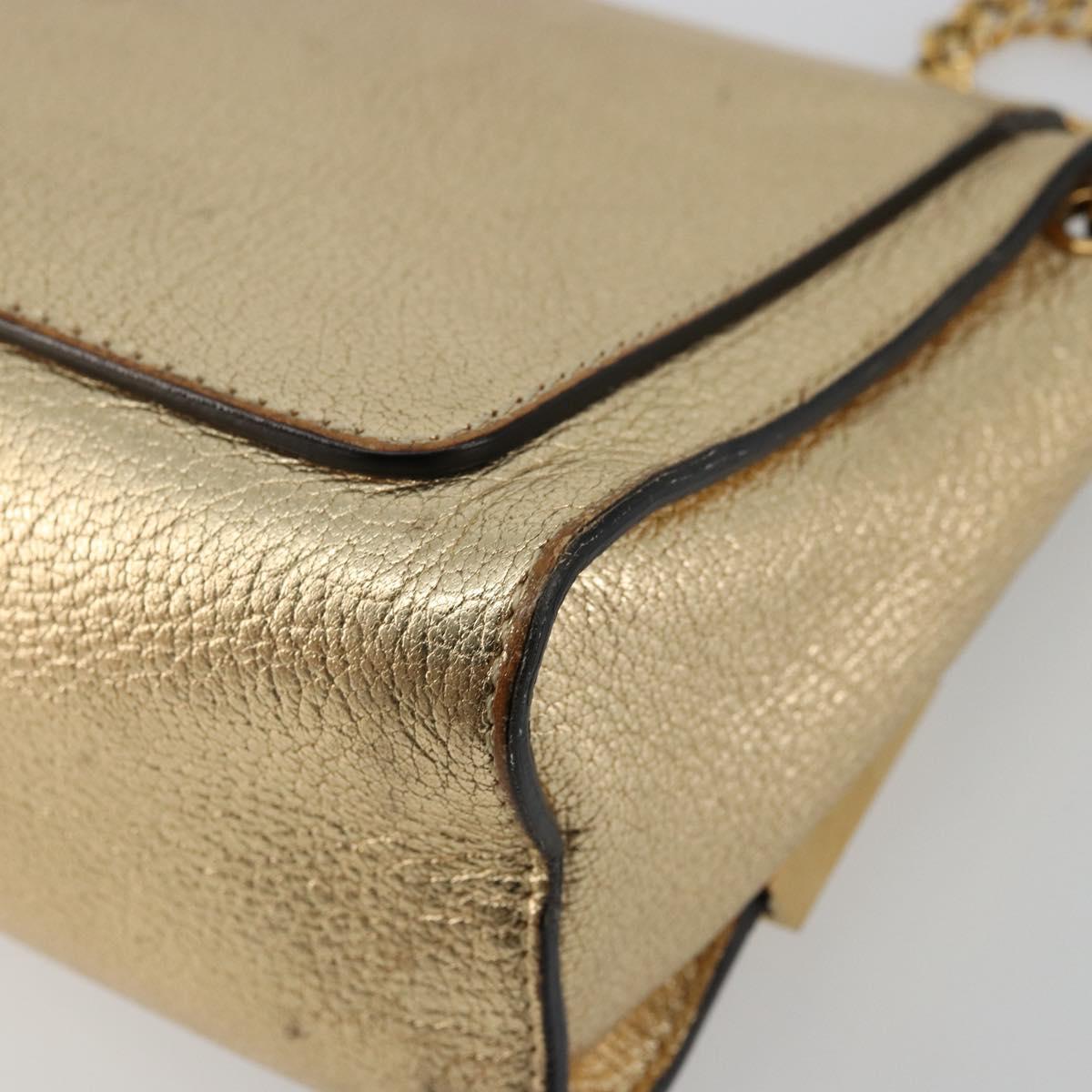 Chloe Chain Shoulder Bag Leather Gold Auth ka4137A