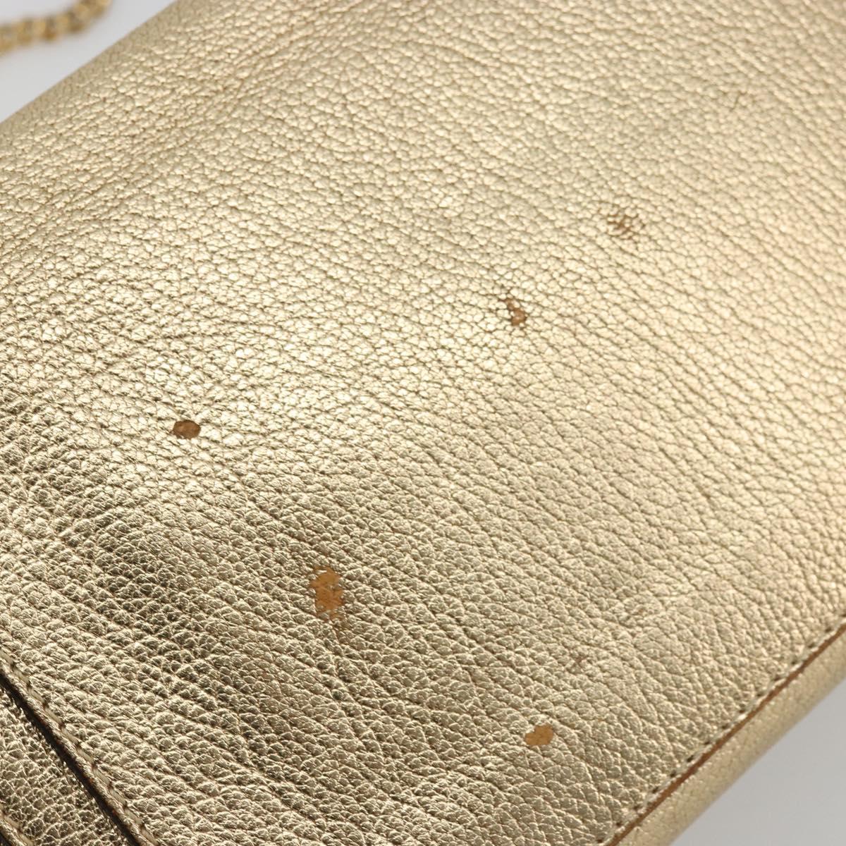 Chloe Chain Shoulder Bag Leather Gold Auth ka4137A