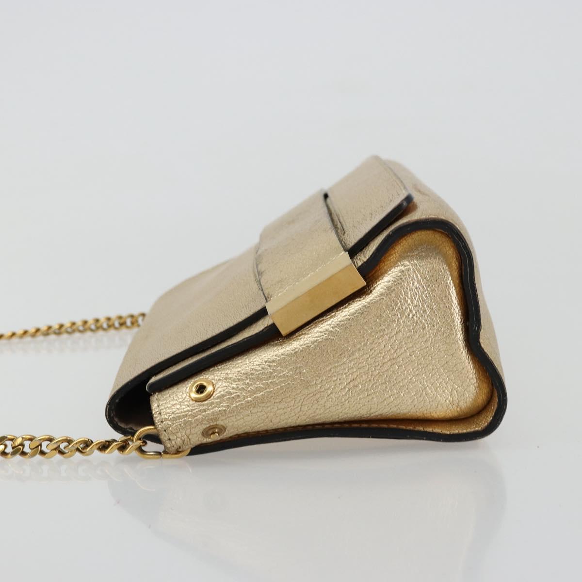 Chloe Chain Shoulder Bag Leather Gold Auth ka4137A