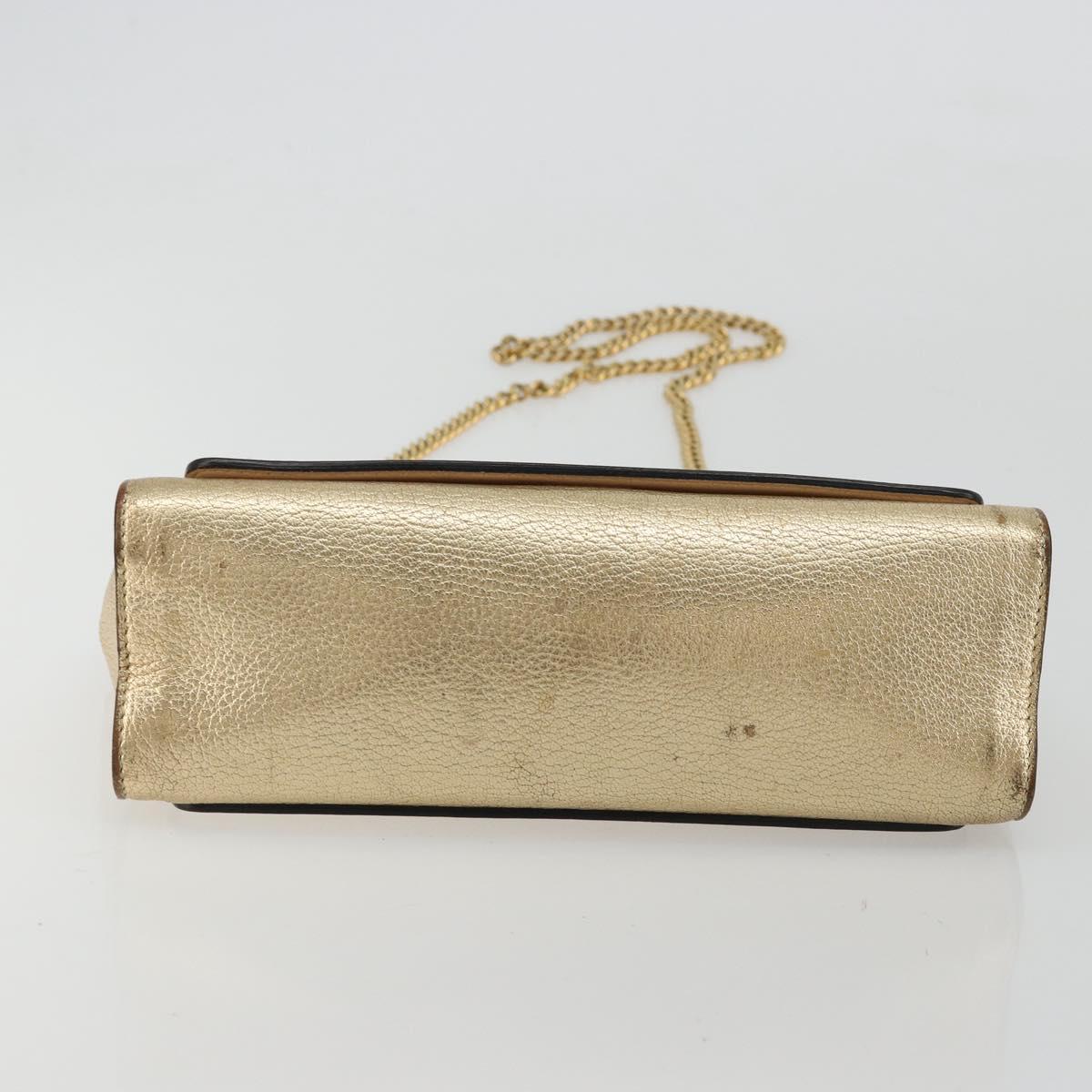 Chloe Chain Shoulder Bag Leather Gold Auth ka4137A