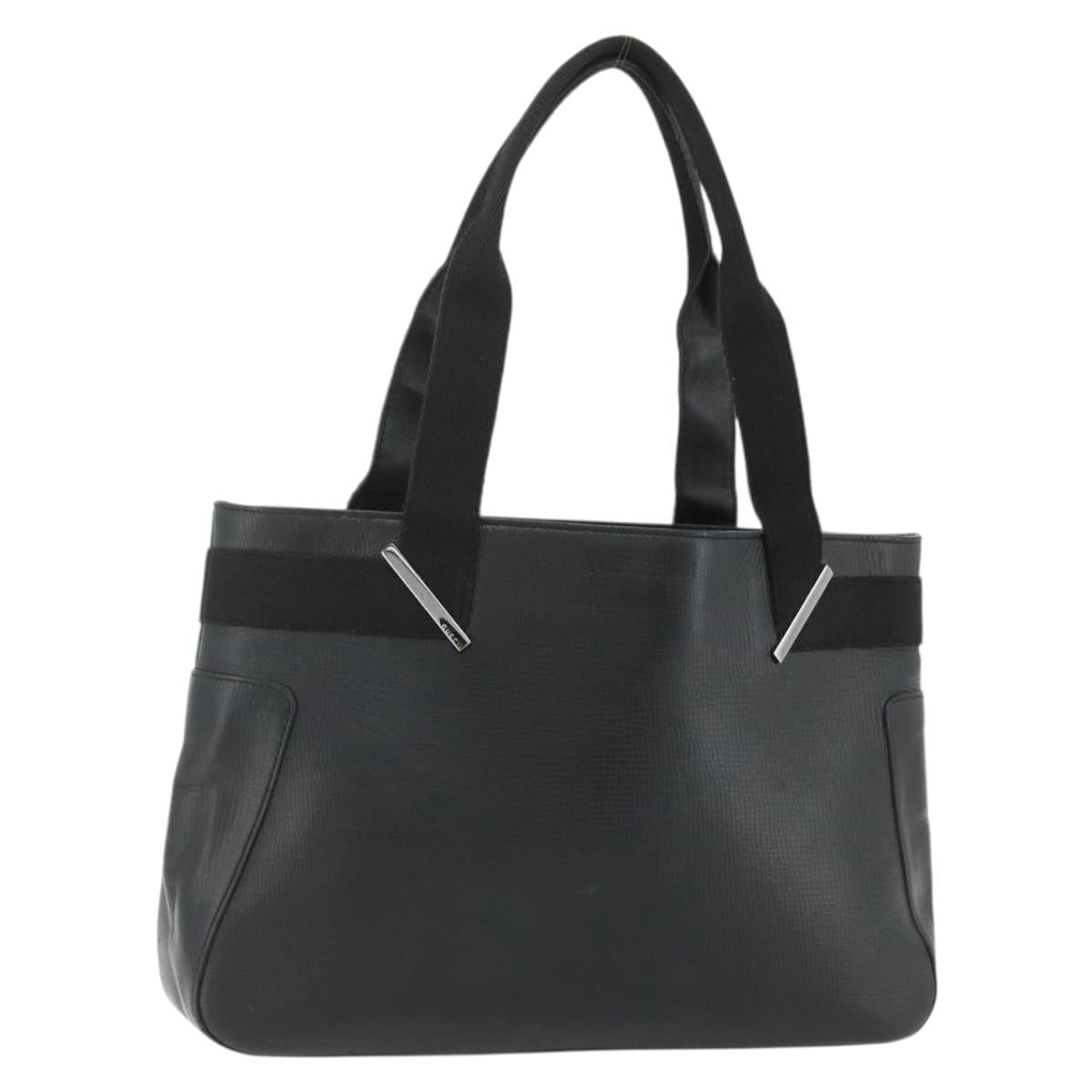 GUCCI Hand Bag Leather Black Silver 73983 Auth ka4138