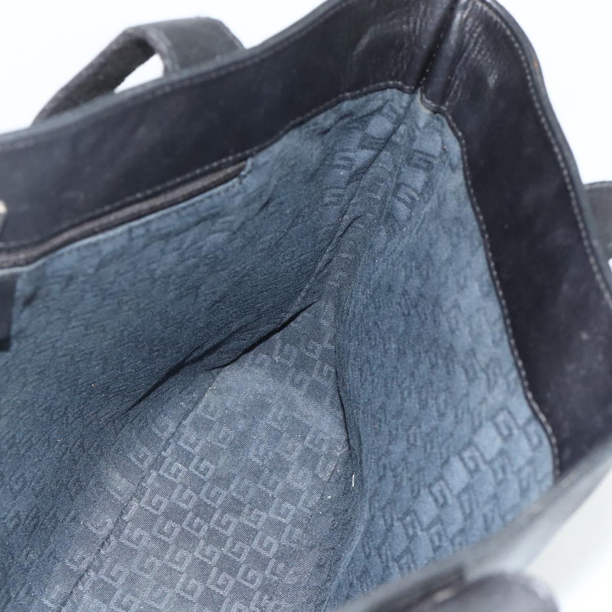 GUCCI Hand Bag Leather Black Silver 73983 Auth ka4138