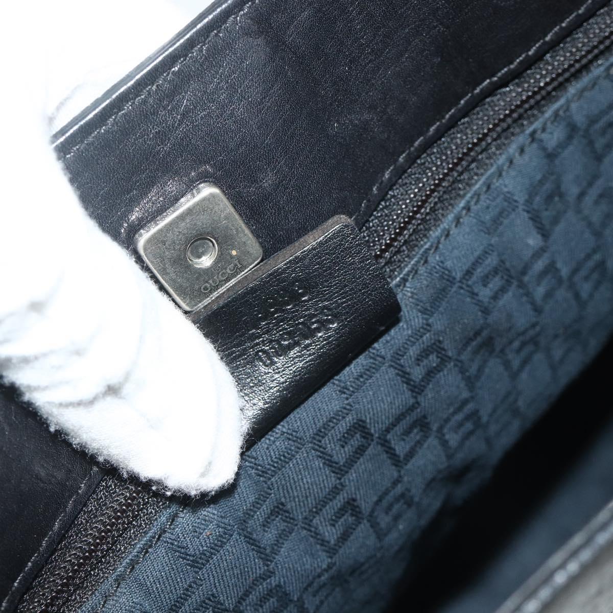 GUCCI Hand Bag Leather Black Silver 73983 Auth ka4138