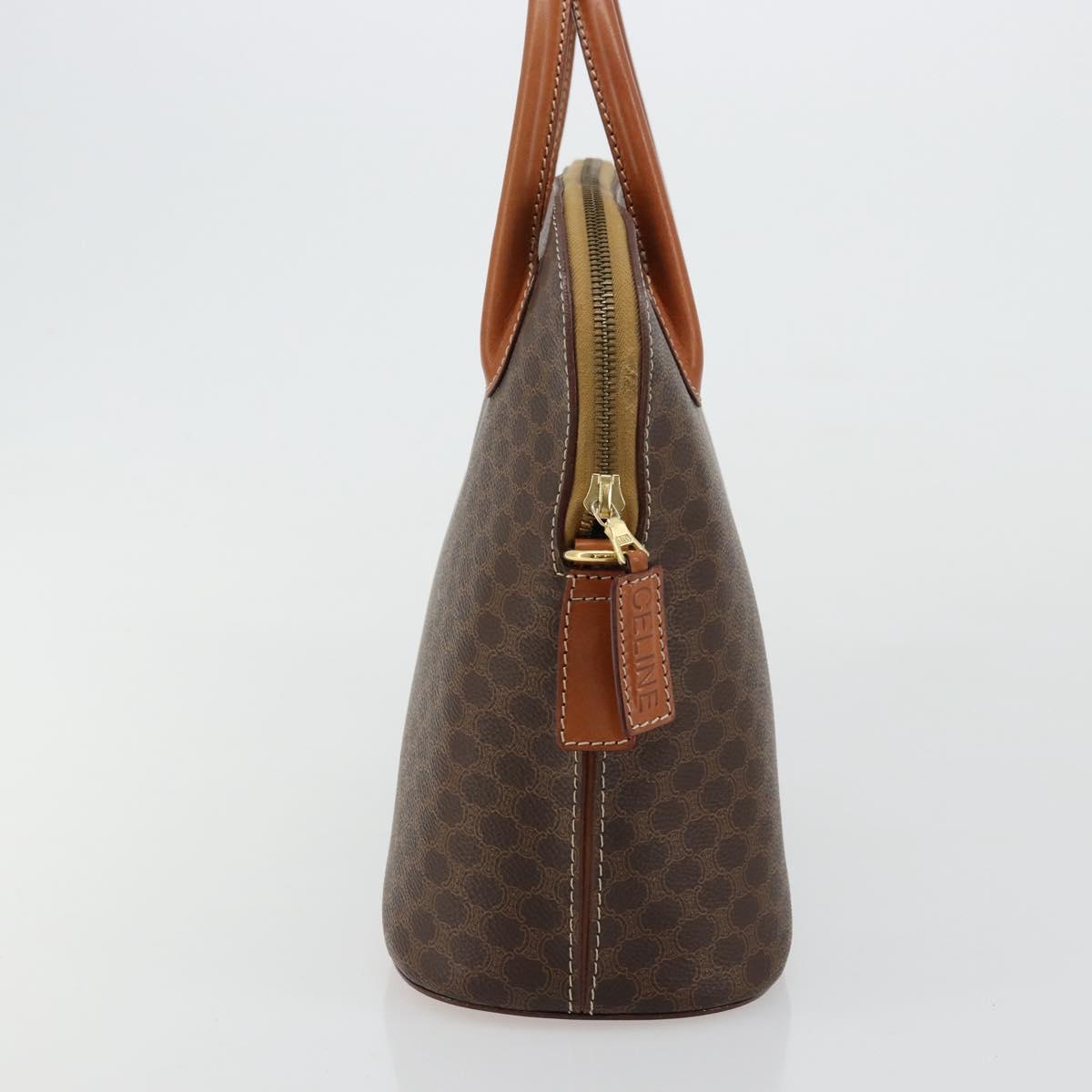 CELINE Macadam Canvas Hand Bag PVC Leather Brown Gold Auth ka4139