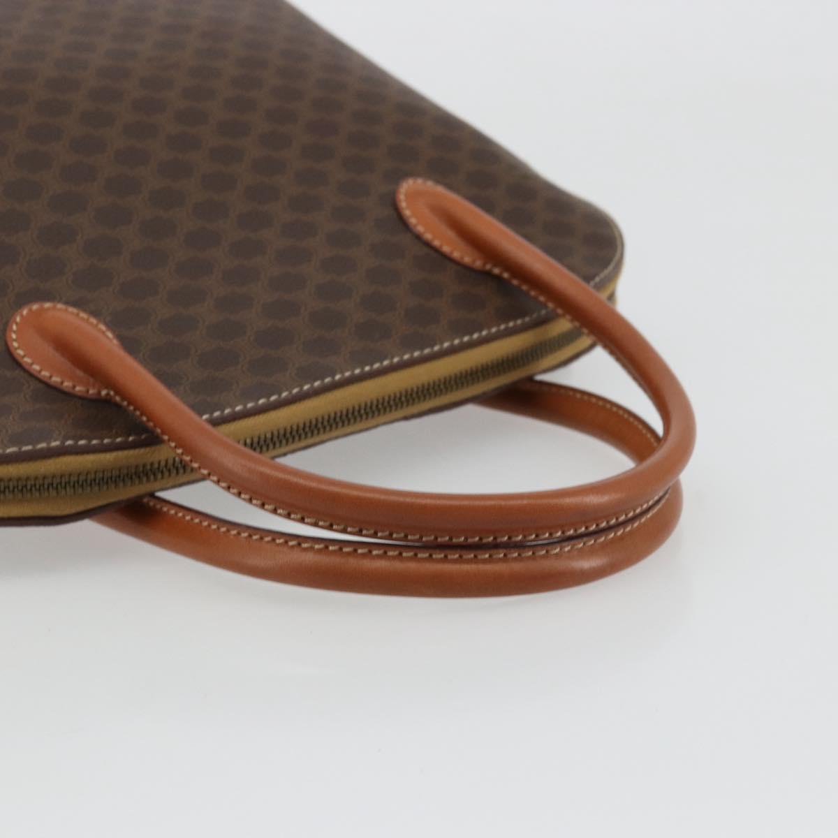 CELINE Macadam Canvas Hand Bag PVC Leather Brown Gold Auth ka4139