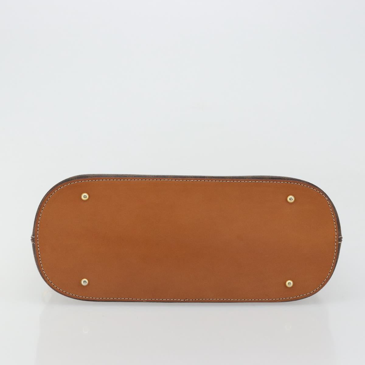 CELINE Macadam Canvas Hand Bag PVC Leather Brown Gold Auth ka4139