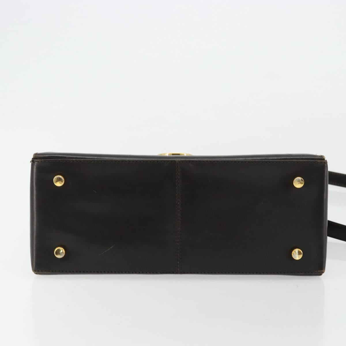 Salvatore Ferragamo Gancini Hand Bag Leather 2way Black Gold Auth ka4140