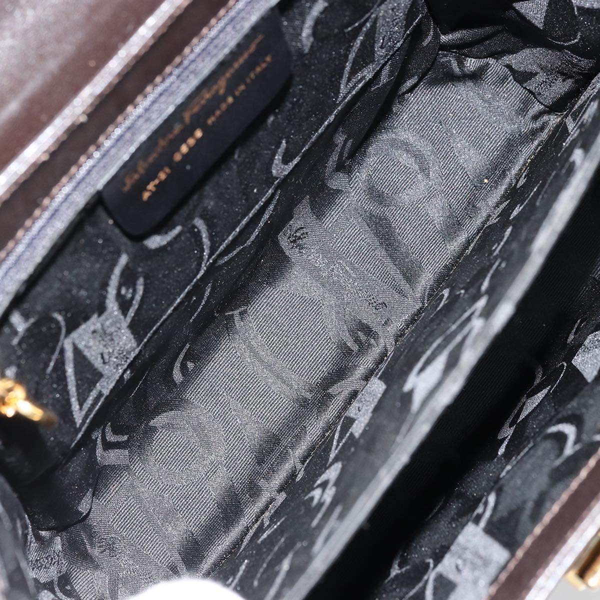 Salvatore Ferragamo Gancini Hand Bag Leather 2way Black Gold Auth ka4140