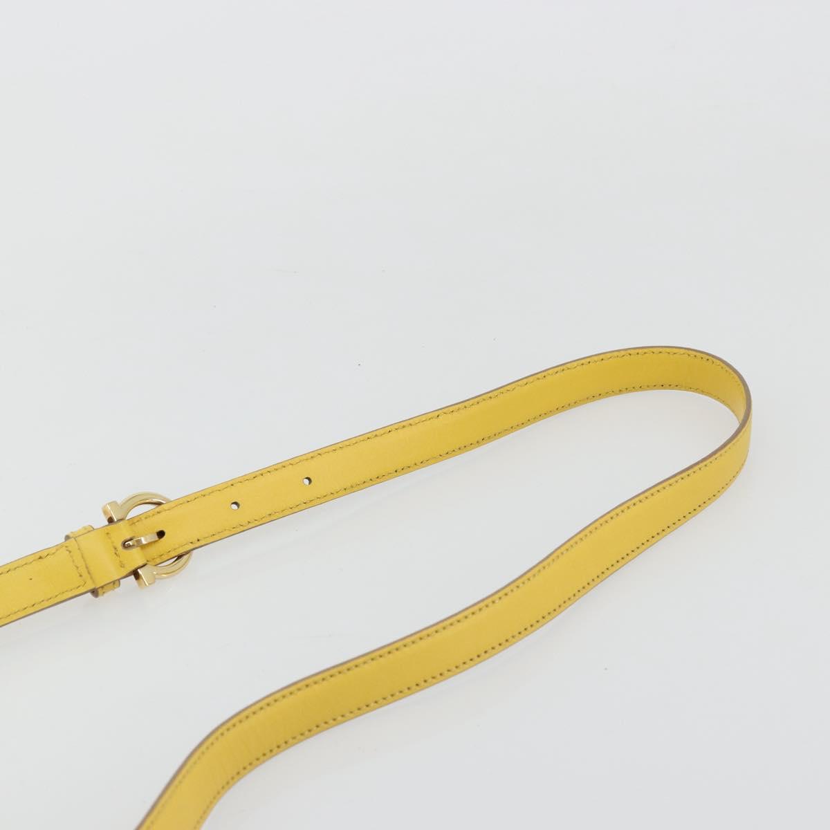 Salvatore Ferragamo Gancini Hand Bag Leather 2way Beige Yellow Auth ka4143A