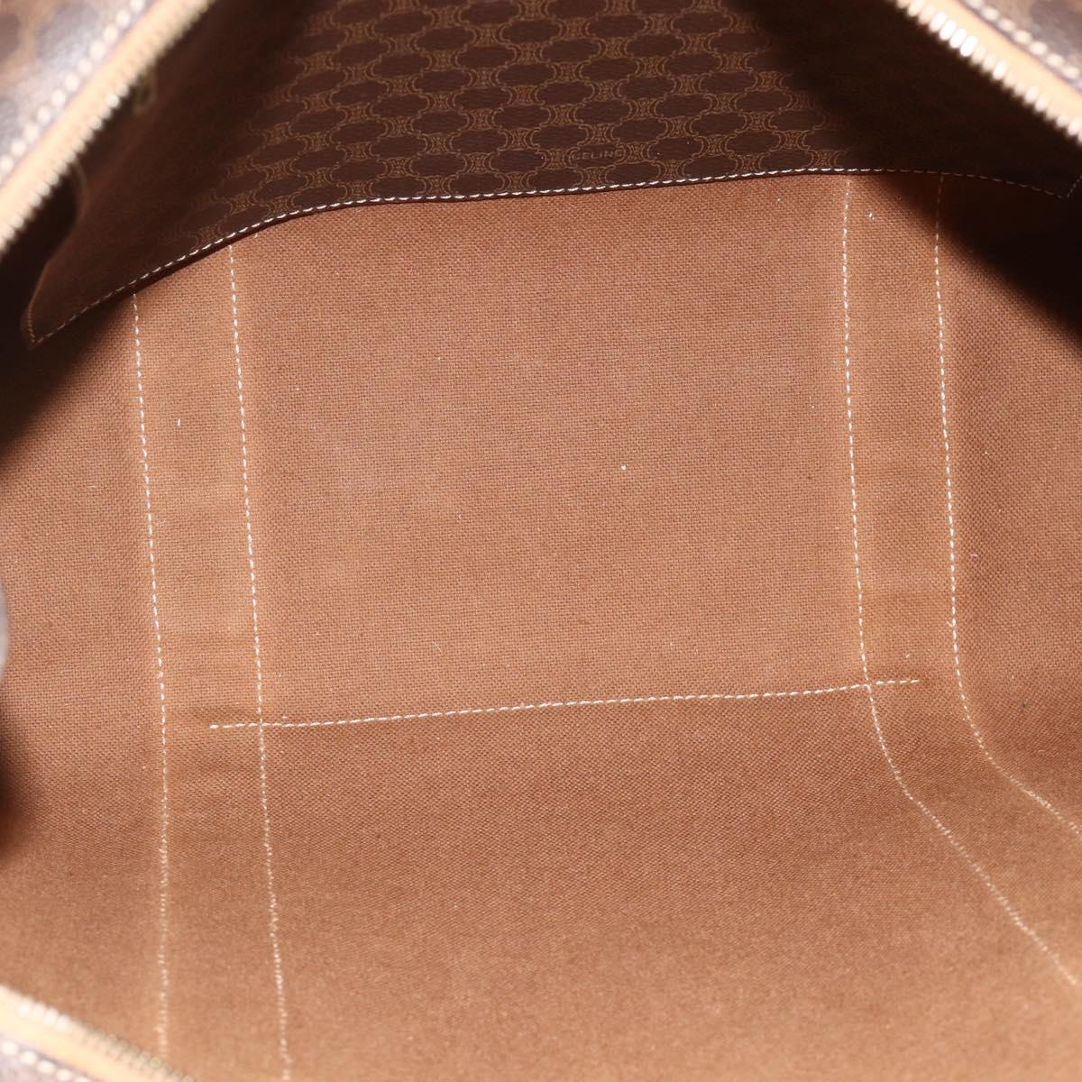 CELINE Macadam Canvas Tote Bag PVC Leather Brown Gold Auth ka4146
