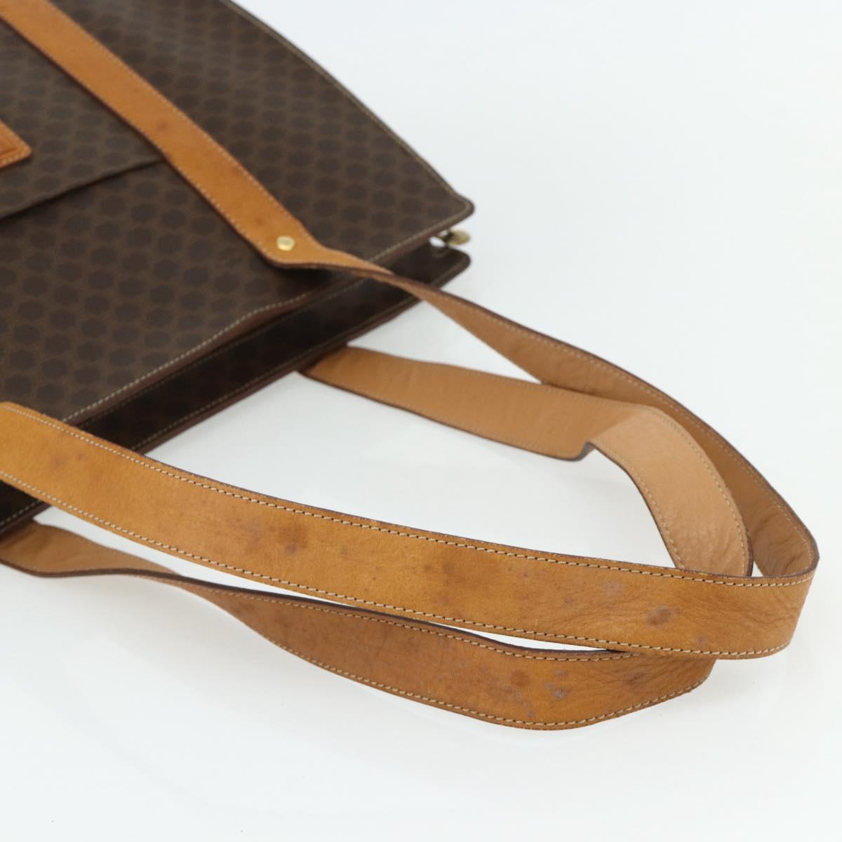CELINE Macadam Canvas Tote Bag PVC Leather Brown Gold Auth ka4146