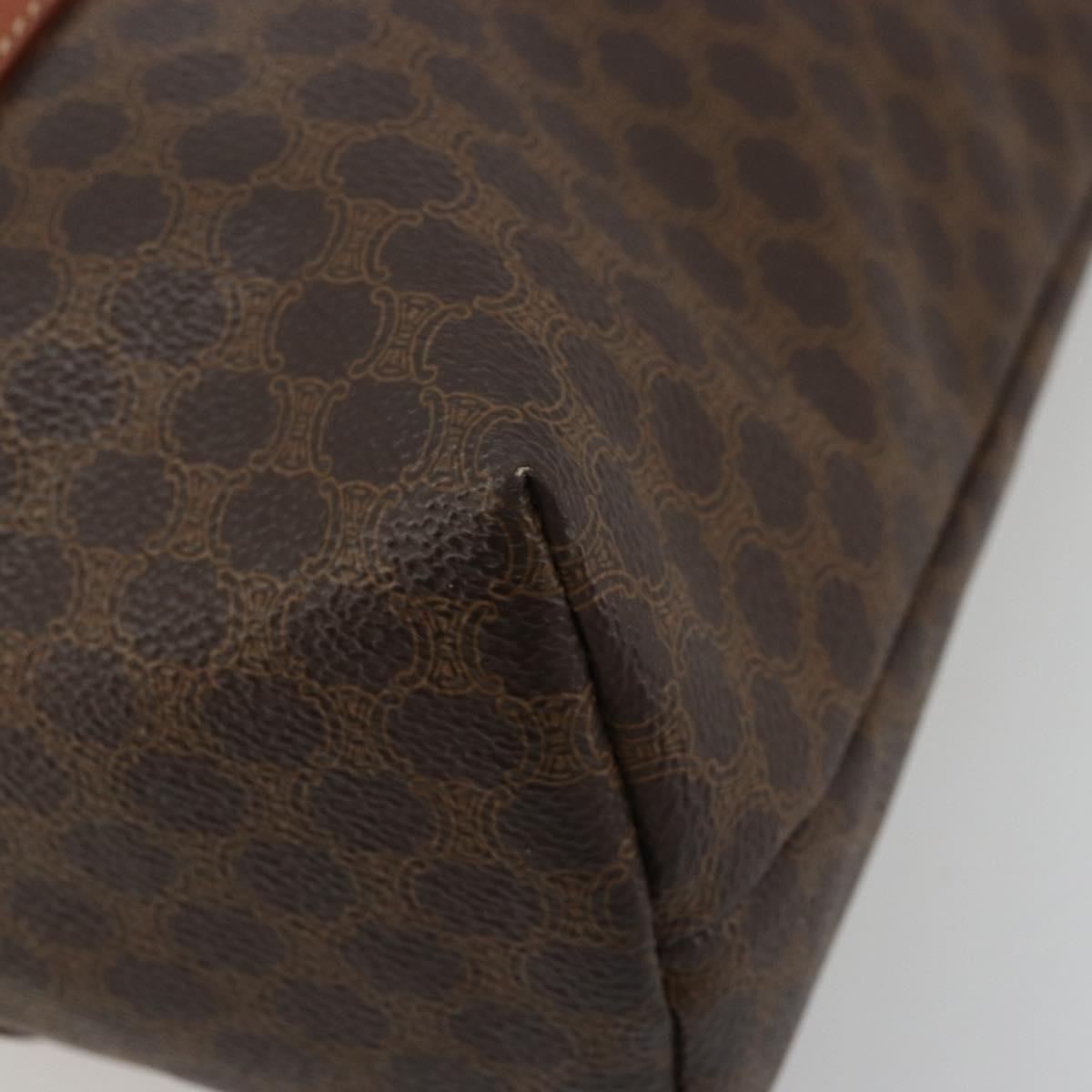 CELINE Macadam Canvas Tote Bag PVC Leather Brown Gold Auth ka4149