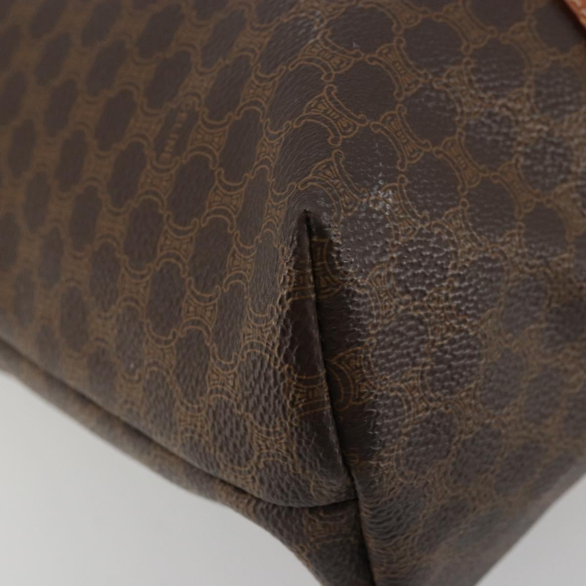 CELINE Macadam Canvas Tote Bag PVC Leather Brown Gold Auth ka4149