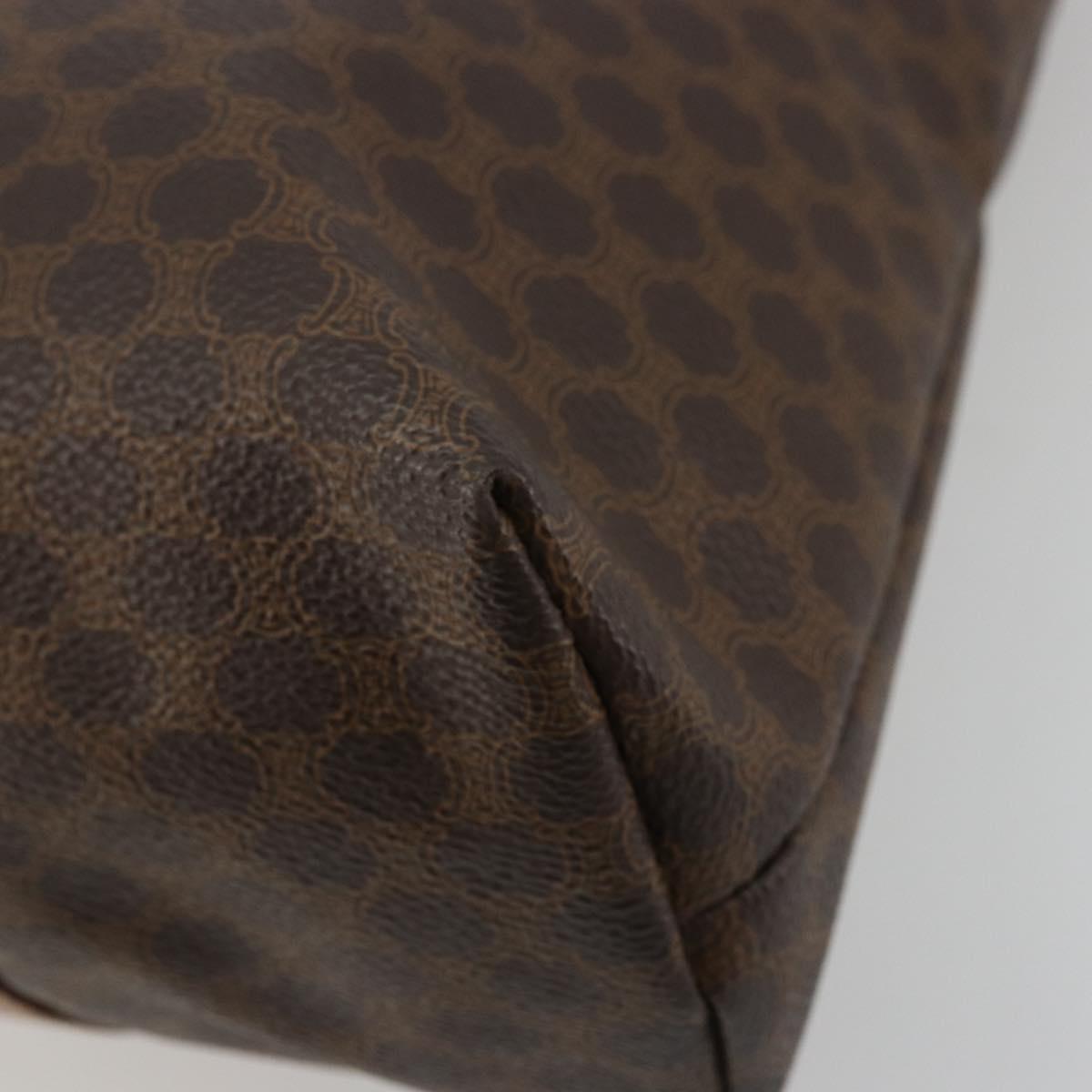 CELINE Macadam Canvas Tote Bag PVC Leather Brown Gold Auth ka4149