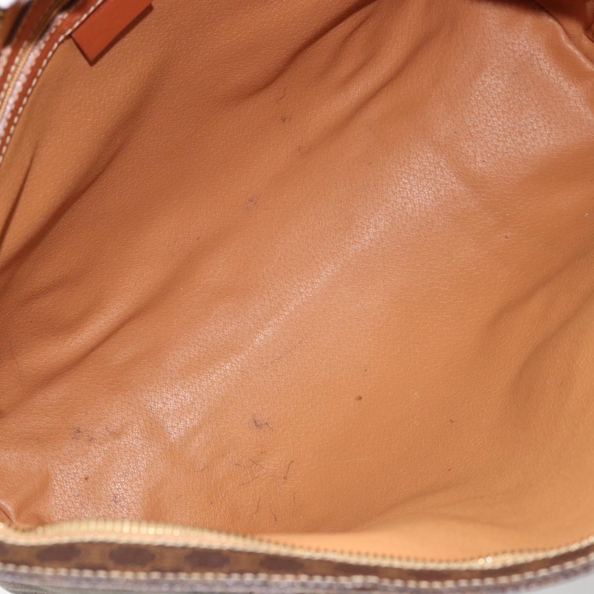 CELINE Macadam Canvas Tote Bag PVC Leather Brown Gold Auth ka4149