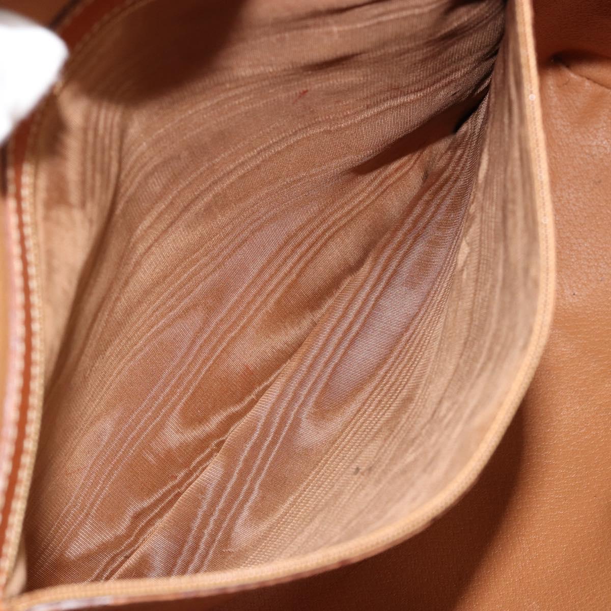CELINE Macadam Canvas Tote Bag PVC Leather Brown Gold Auth ka4149