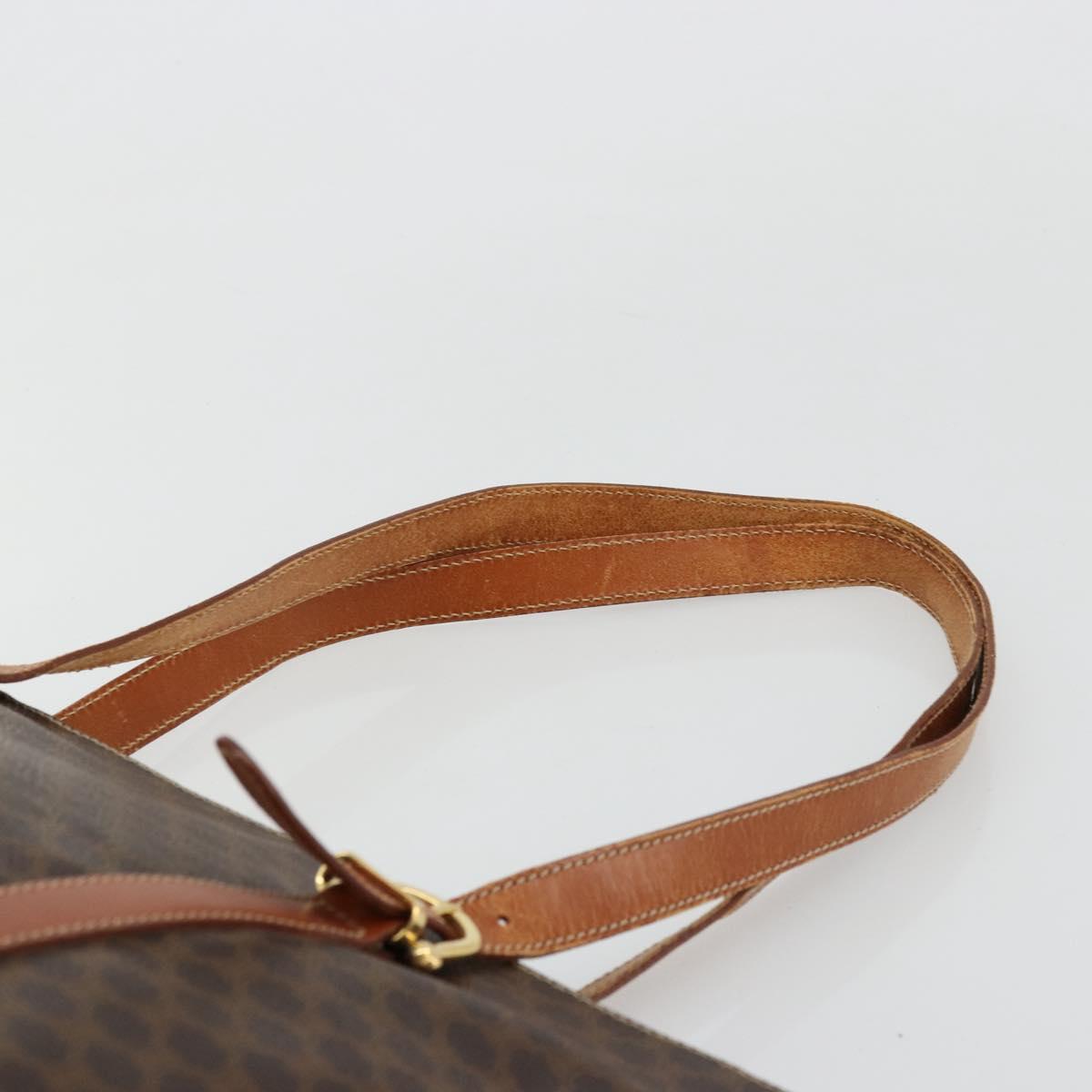 CELINE Macadam Canvas Tote Bag PVC Leather Brown Gold Auth ka4149