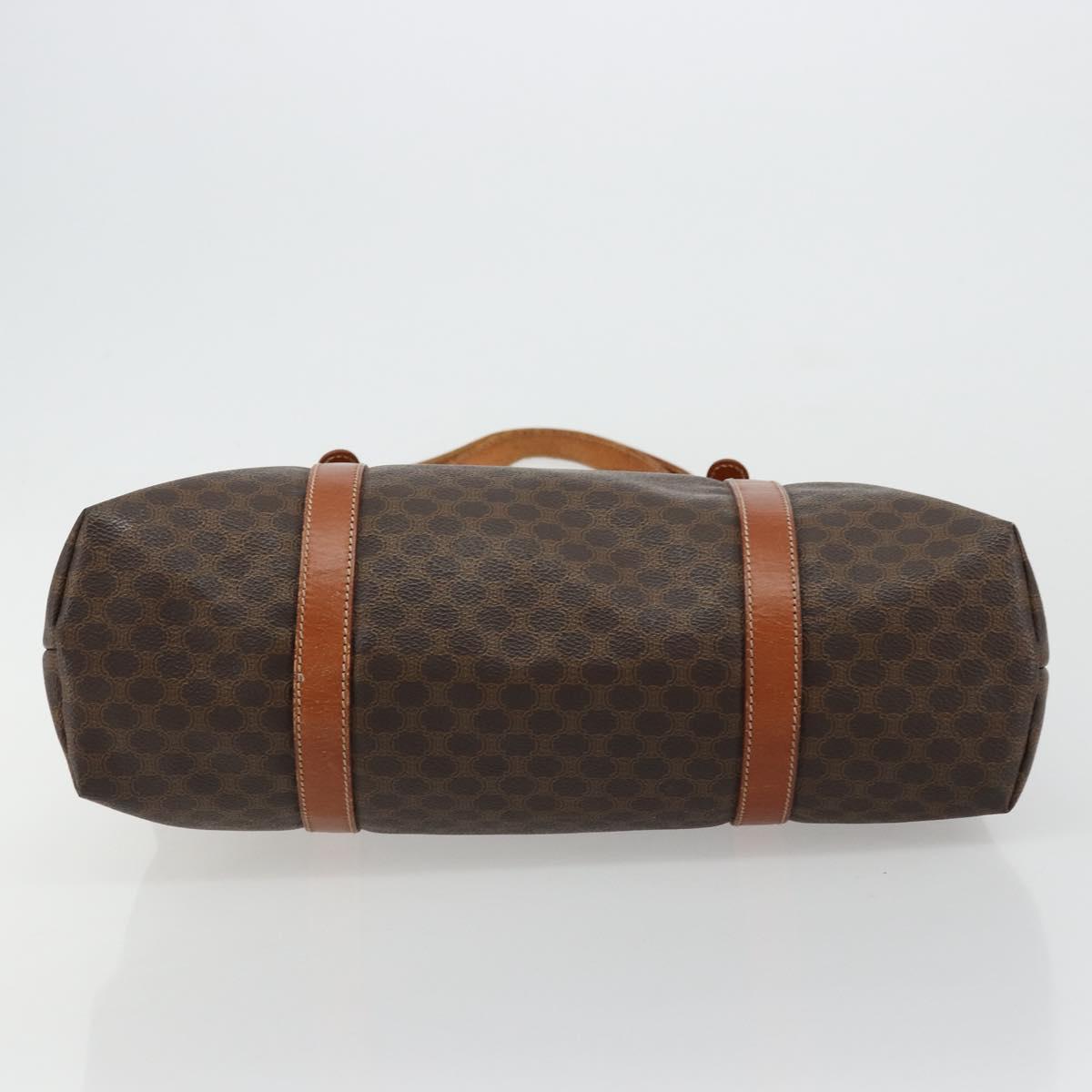 CELINE Macadam Canvas Tote Bag PVC Leather Brown Gold Auth ka4149