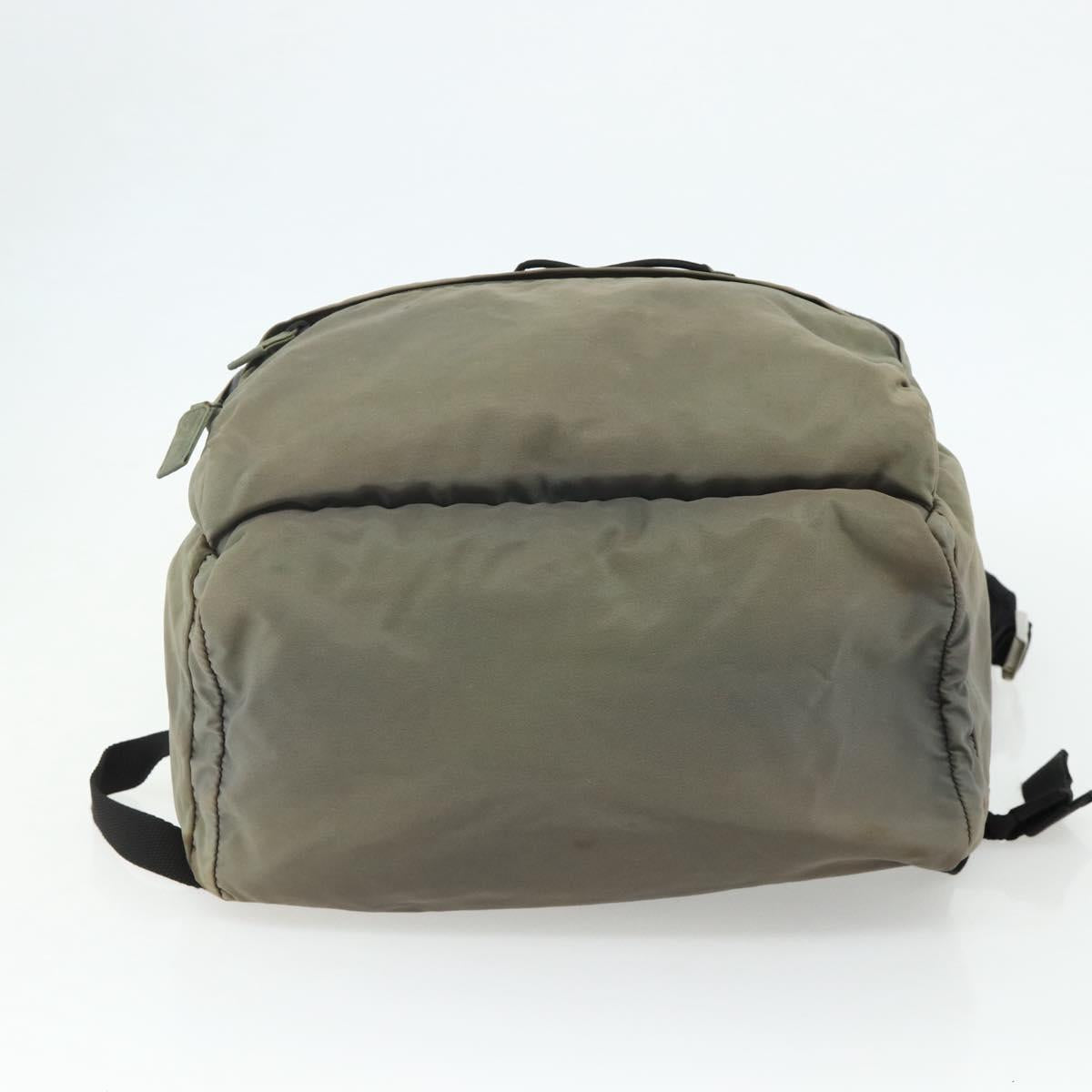 PRADA Backpack Nylon Khaki Silver Auth ka4156